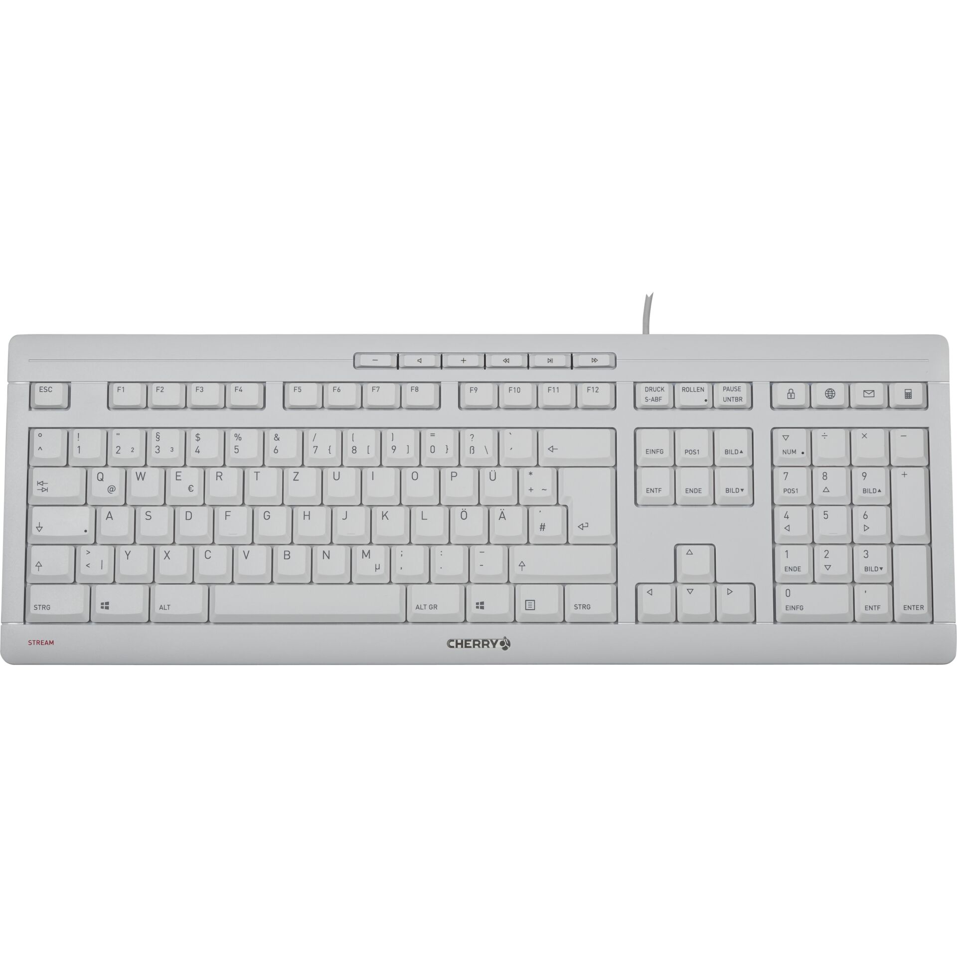 Cherry Stream Keyboard 2019 weiß-grau, Layout: DE, Rubber Dome, Cherry SX, Tastatur