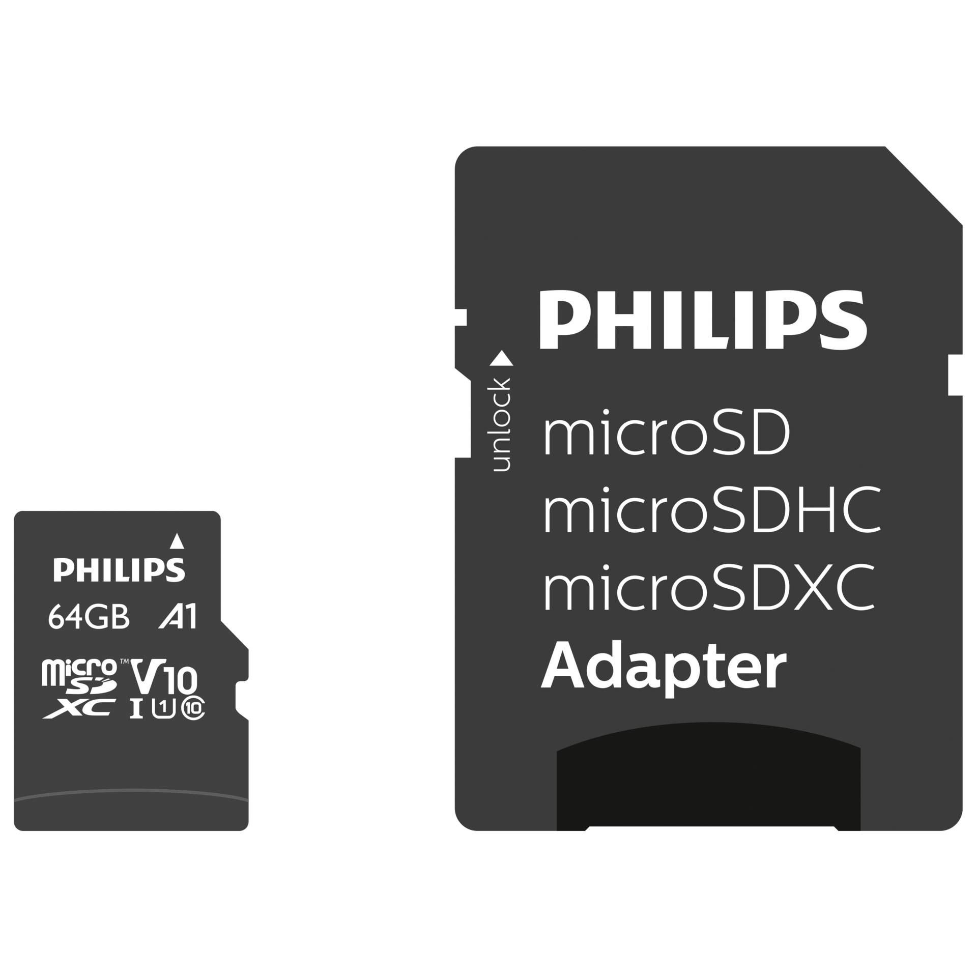 64GB Philips Kit, Class 10 microSDXC Speicherkarte 
