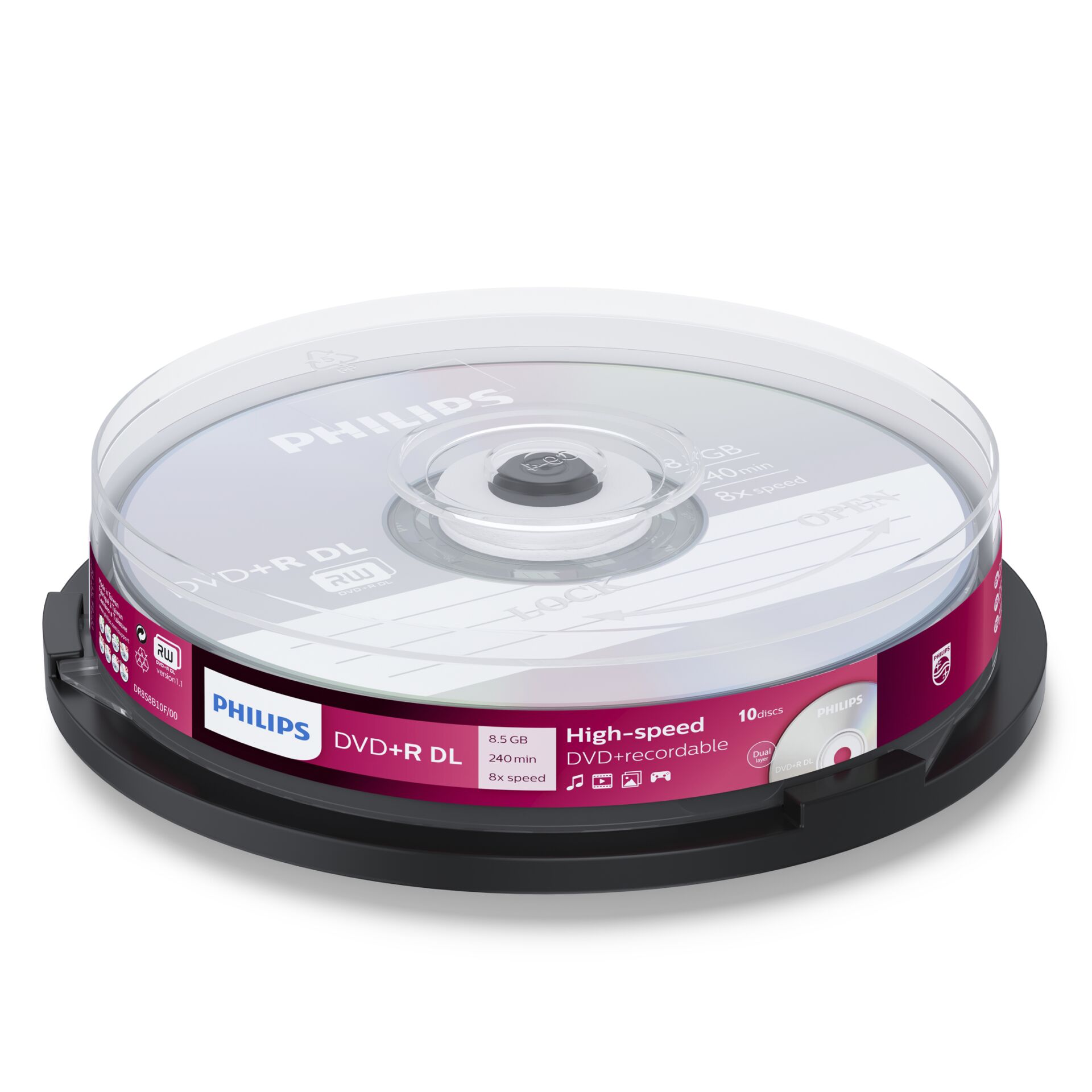 10er Philips DVD+R 8.5GB DL 8x, Spindel DVD-Rohlinge 