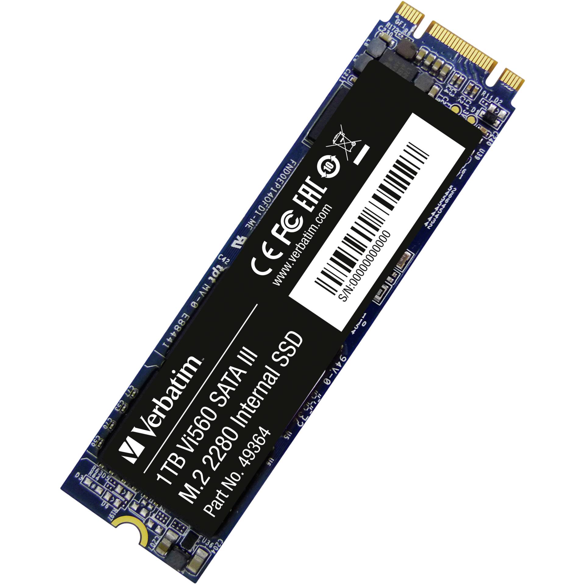 1.0 TB SSD Verbatim Vi560 S3 SSD, M.2/B-M-Key (SATA 6Gb/s), lesen: 560MB/s, schreiben: 520MB/s, TBW: 450TB