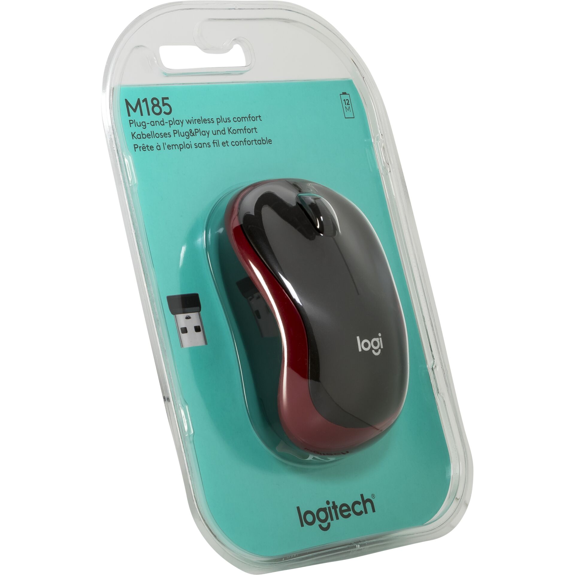 günstig Logitech bei M185 USB Wireless Maus rot
