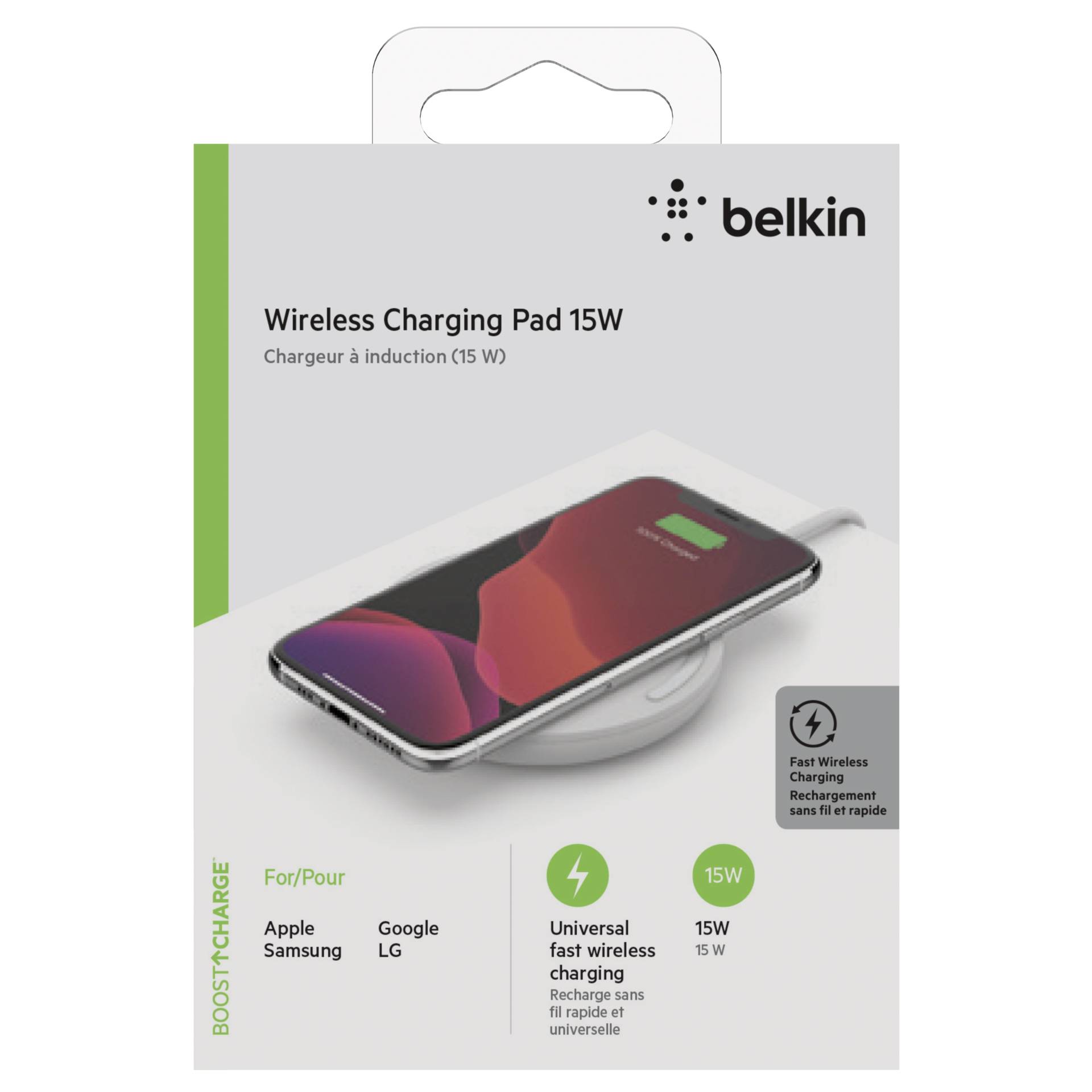 Belkin Boost Charge Smartphone Weiß AC, USB Kabelloses Aufladen Schnellladung Drinnen