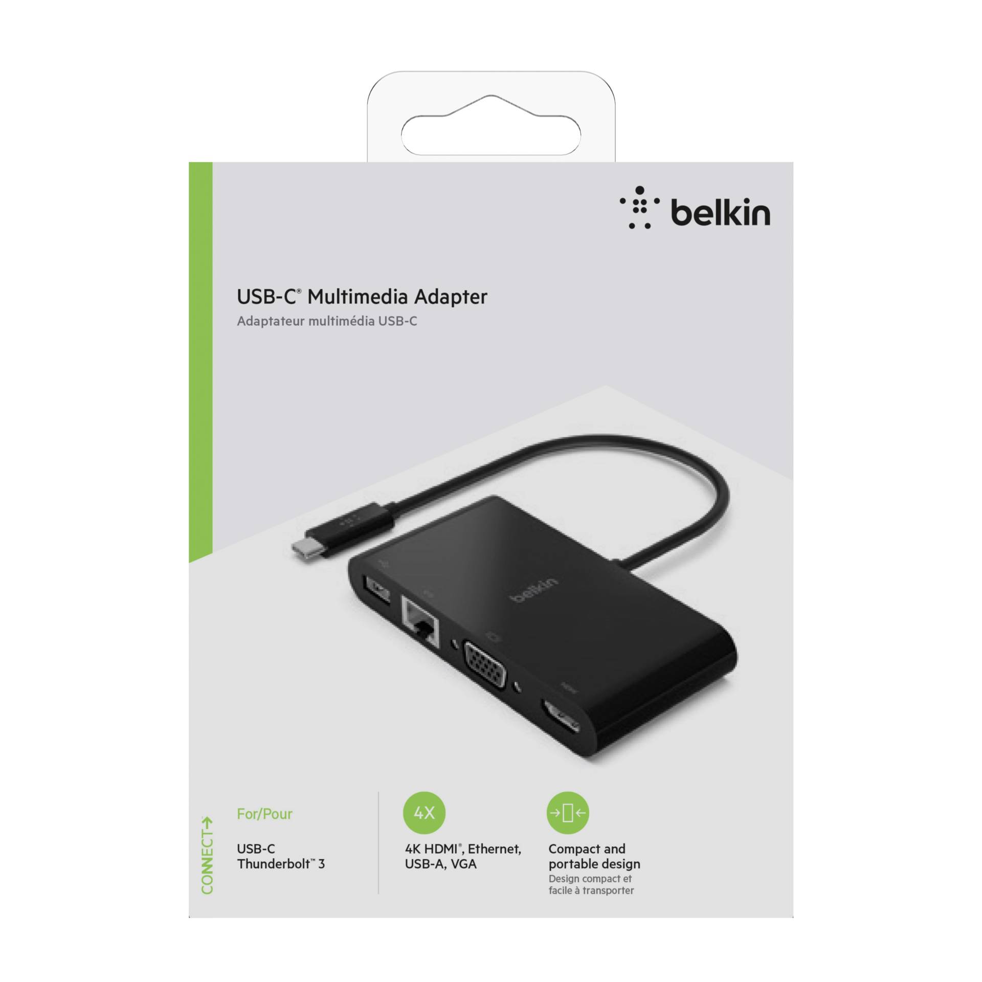 Belkin USB-C Multimedia Adapter 1x VGA, 1x HDMI, 1x GB Lan, 1x USB-Hub