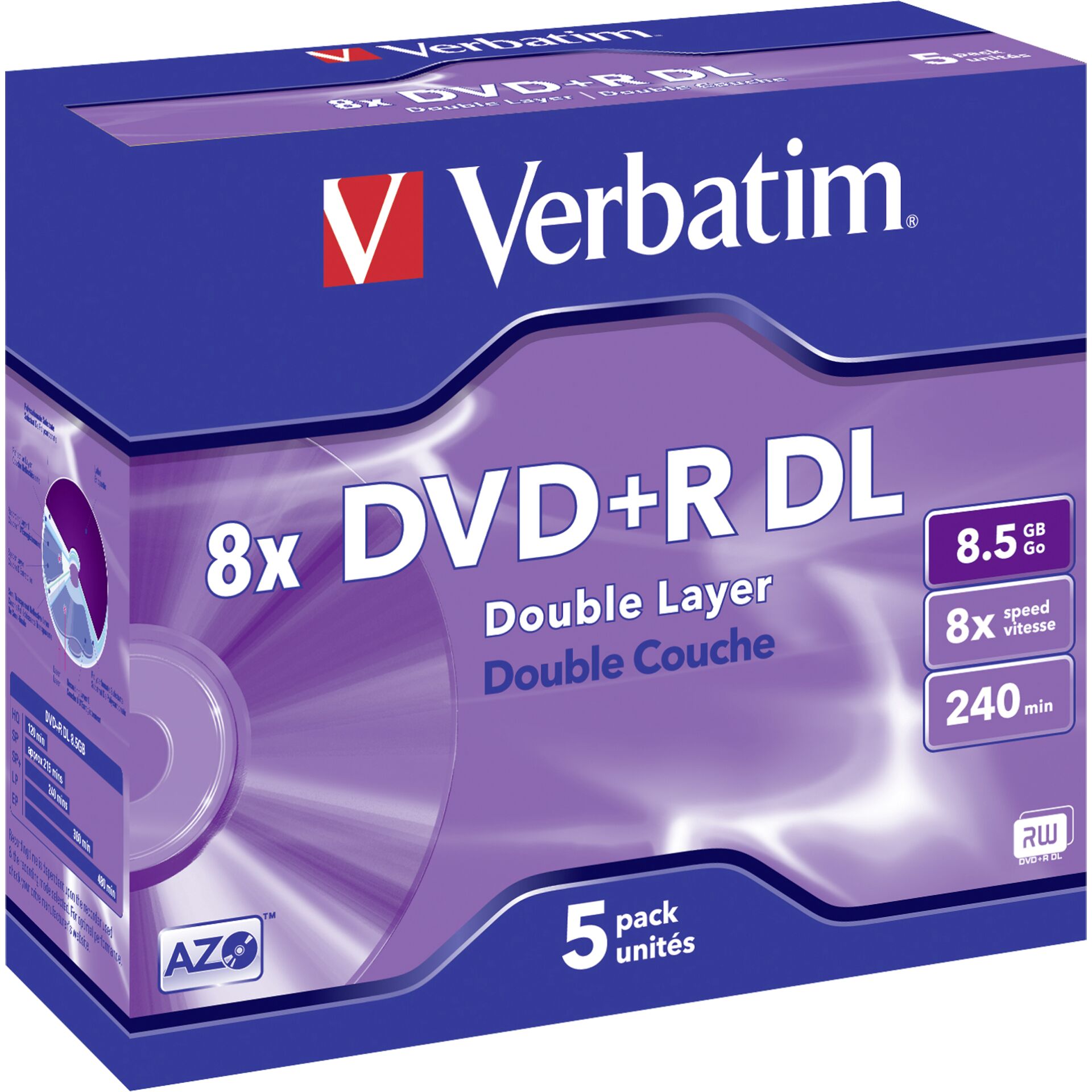 VERBATIM DVD+R 8x 5er Pack DL 8.5GB DVD-Rohling 