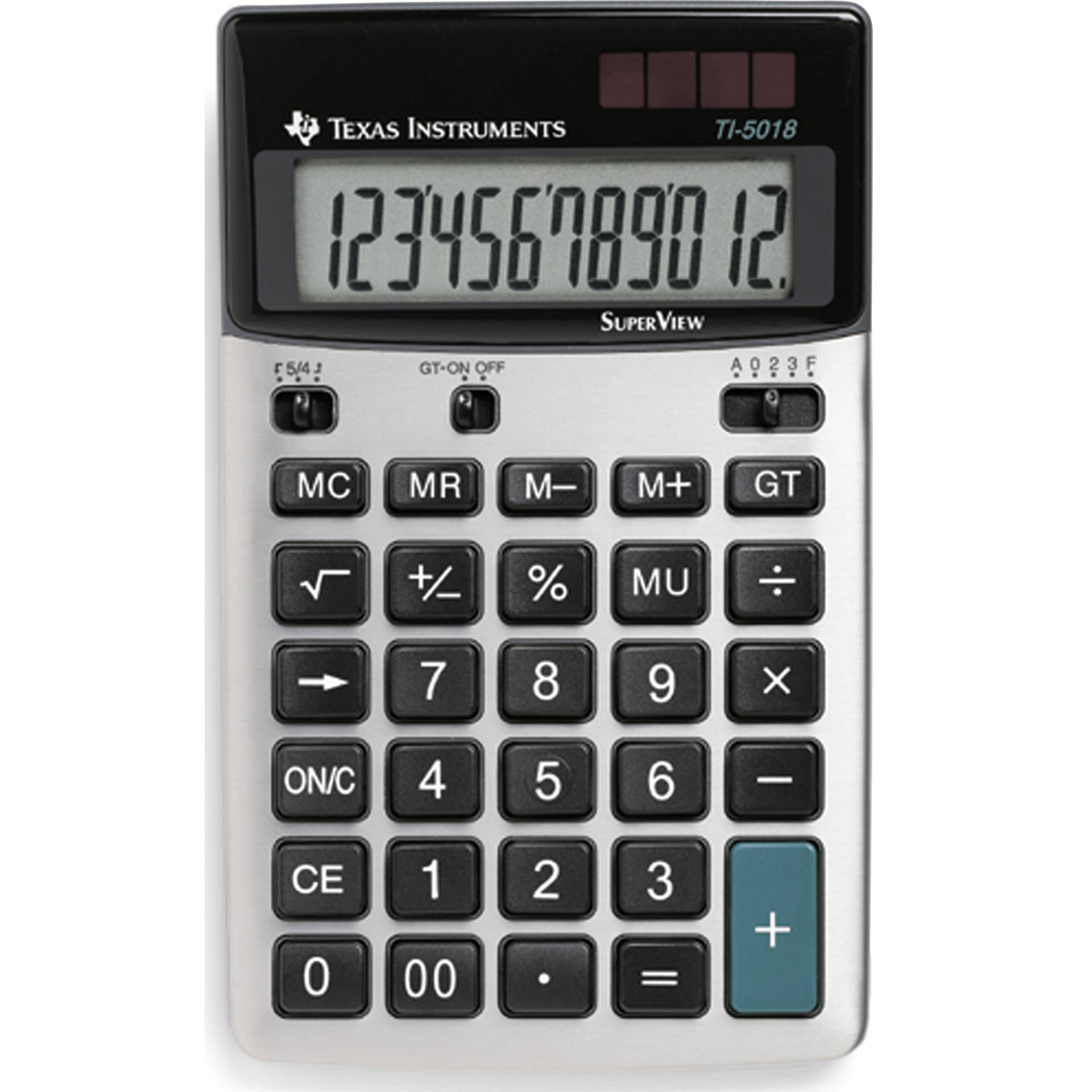 Texas Instruments TI-5018 SV Taschenrechner Desktop Einfacher Taschenrechner Schwarz, Silber