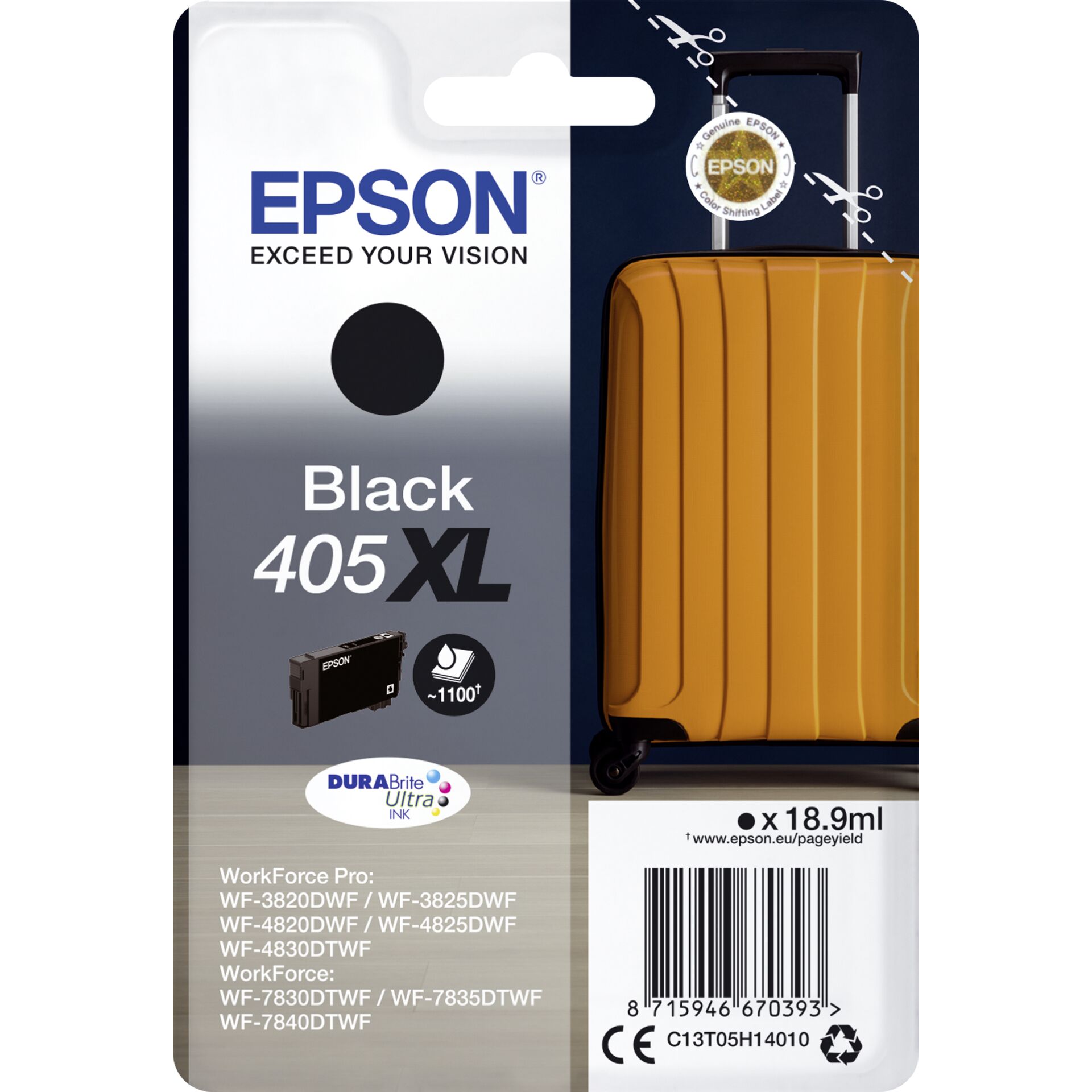 Epson Tinte 405XL schwarz, Original Kapazität: 18.9ml