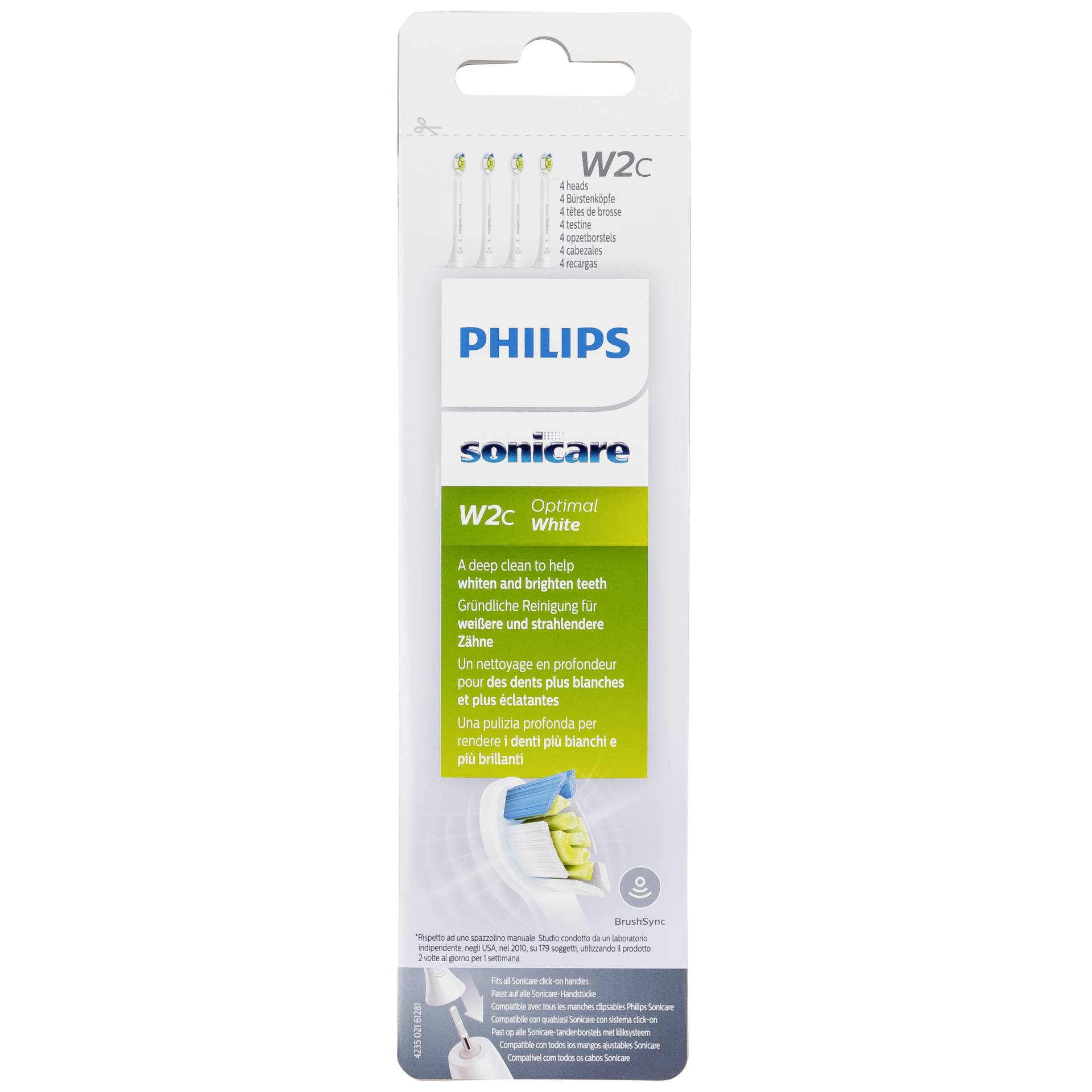 Philips W2c Optimal White compact HX6074/27 Mini-Bürstenköpfe für Schallzahnbürste