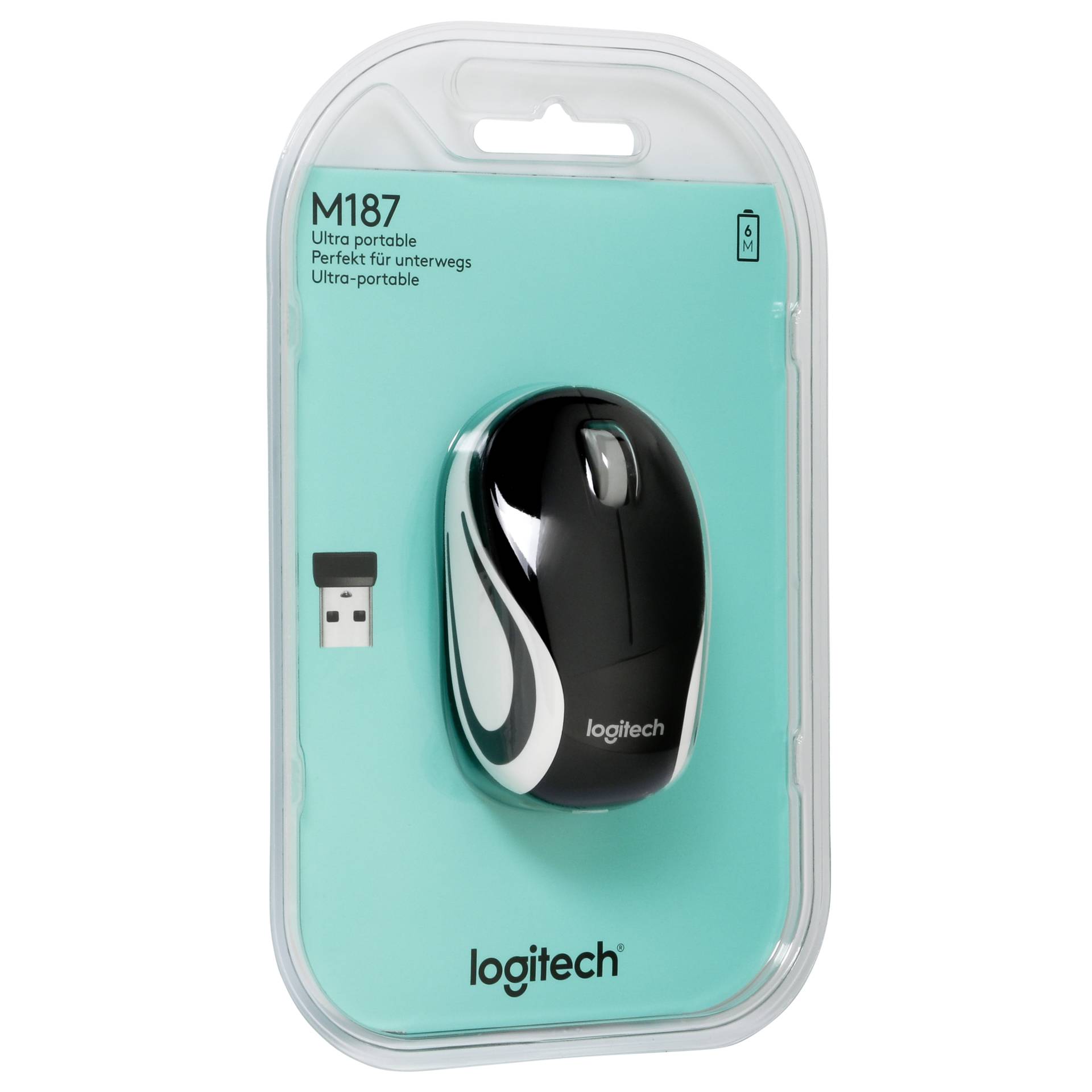 Logitech M187 Wireless Mini Mouse Black Glamour, USB 
