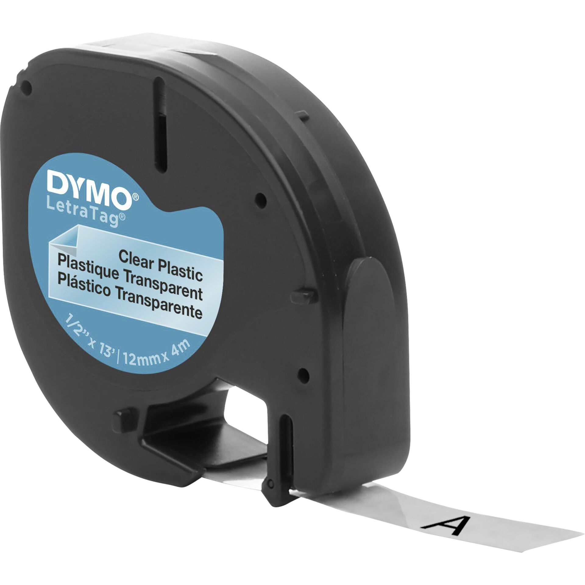 Dymo LetraTag Beschriftungsband, 12mm, schwarz/transparent 