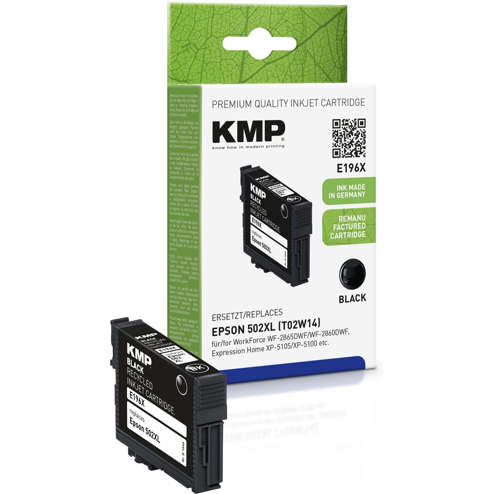 KMP E196X Tintenpatrone schwarz kompatibel mit Epson T 02W1