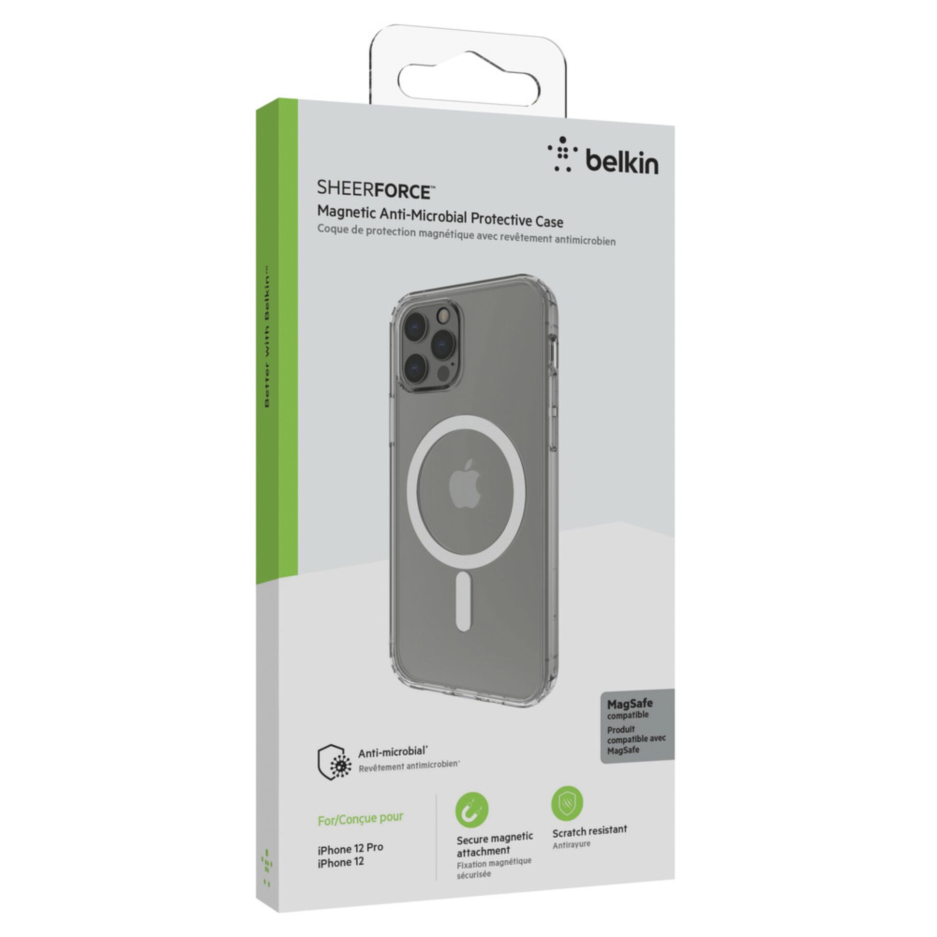 Belkin Magnetic Anti-Microbial Protective Case für Apple iPhone 12/12 Pro transparent