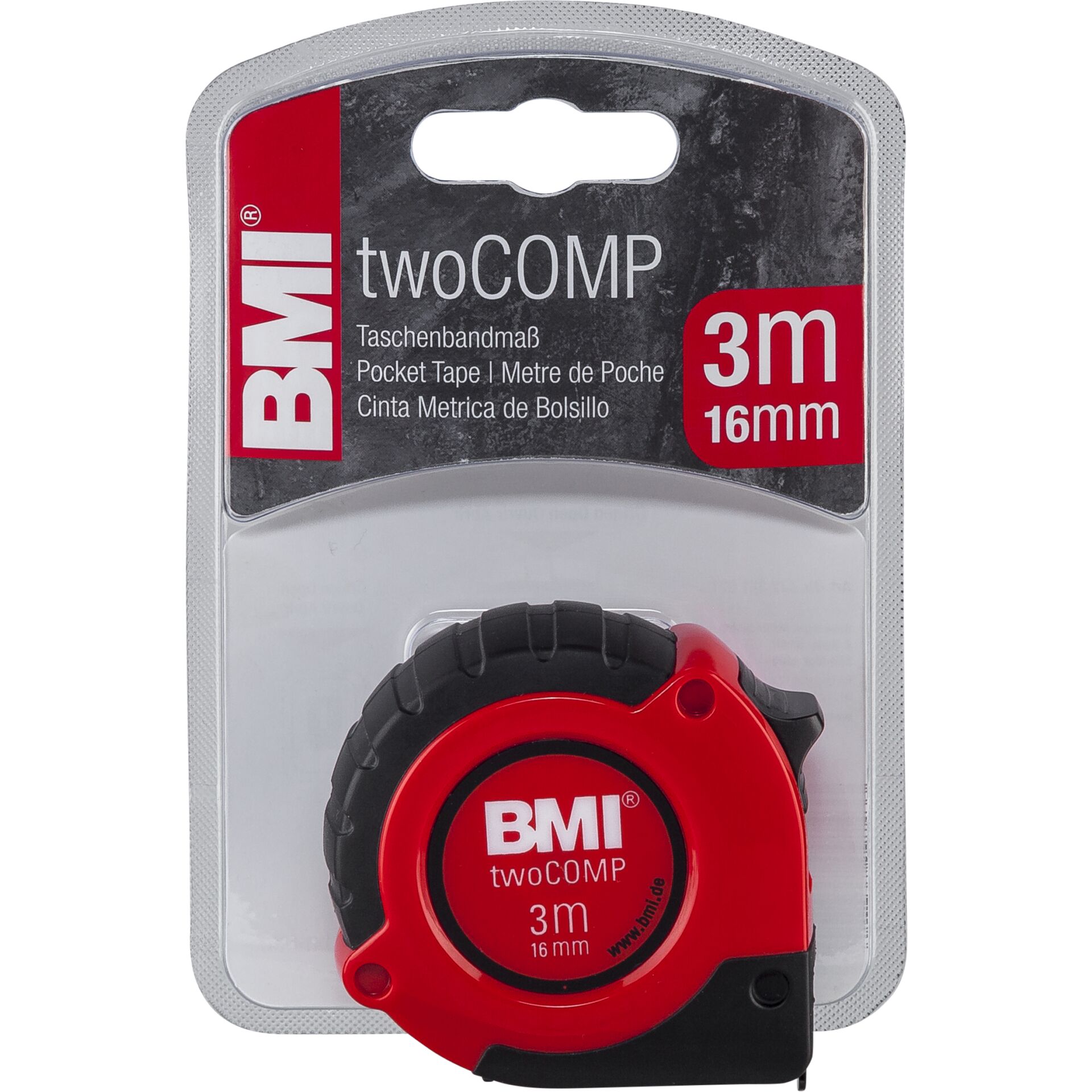 BMI twoCOMP PT14 3m rot/schwarz Taschenbandmaß