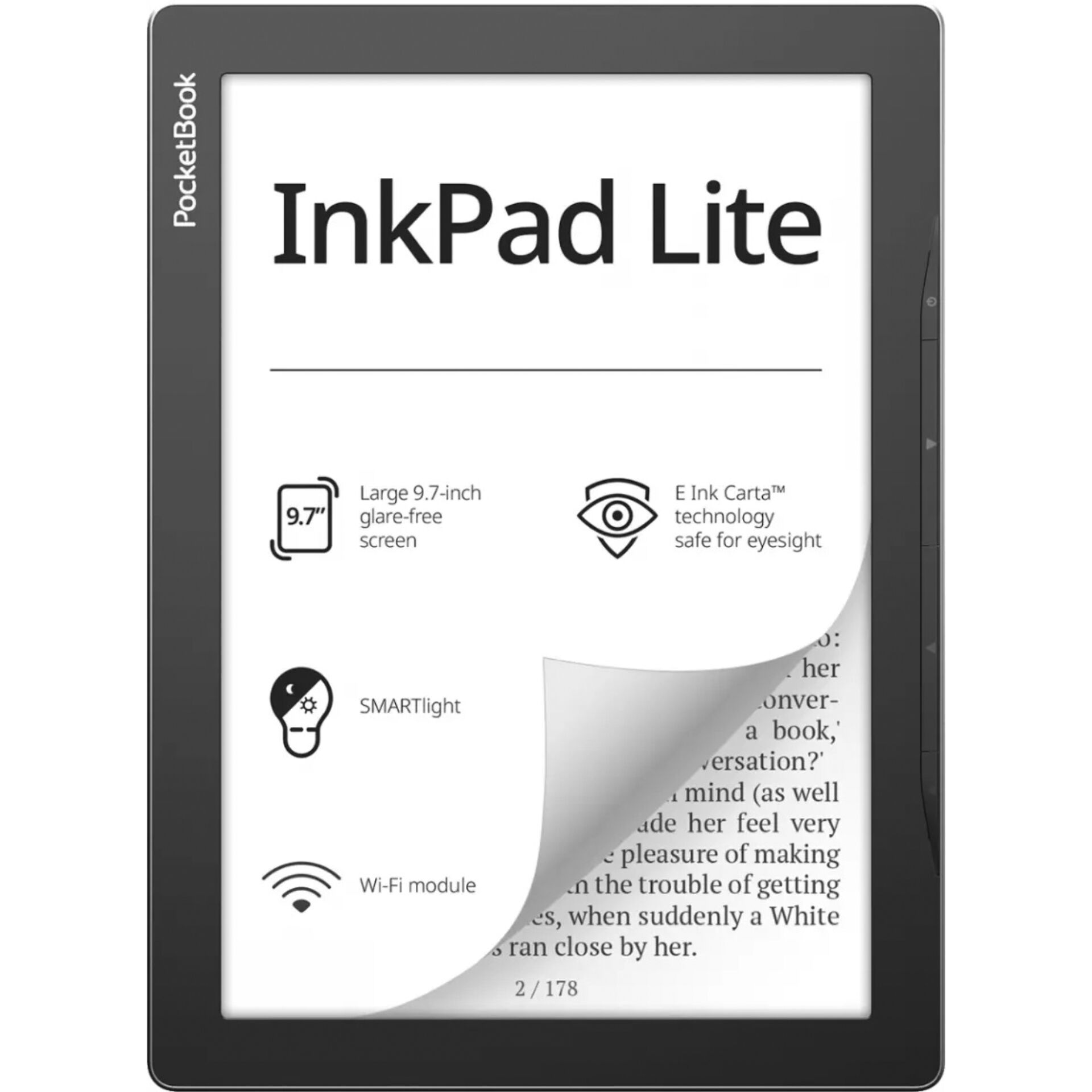9.7 Zoll PocketBook InkPad Lite, Mist Grey 8GB Flash, 512MB RAM, microSDHC