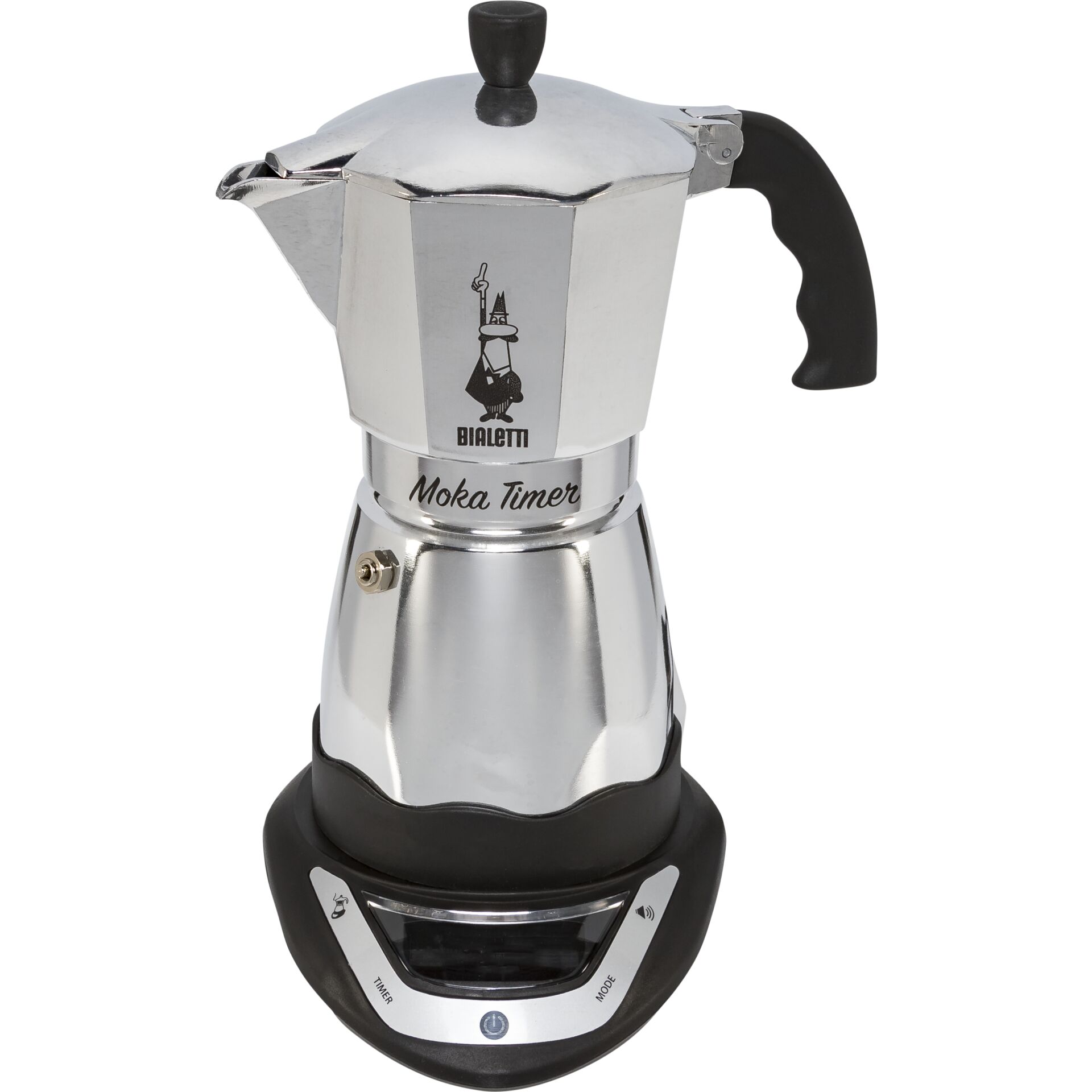 Bialetti Moka Timer, Espressomaschine silber/schwarz, 6 Tassen Kapazität: 6 Tassen/0,27 Liter
