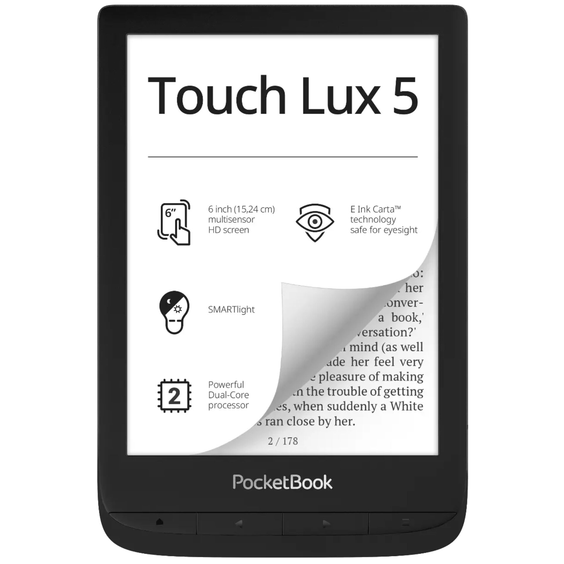 PocketBook Touch Lux 5 eBook-Reader Touchscreen 8 GB WLAN Schwarz