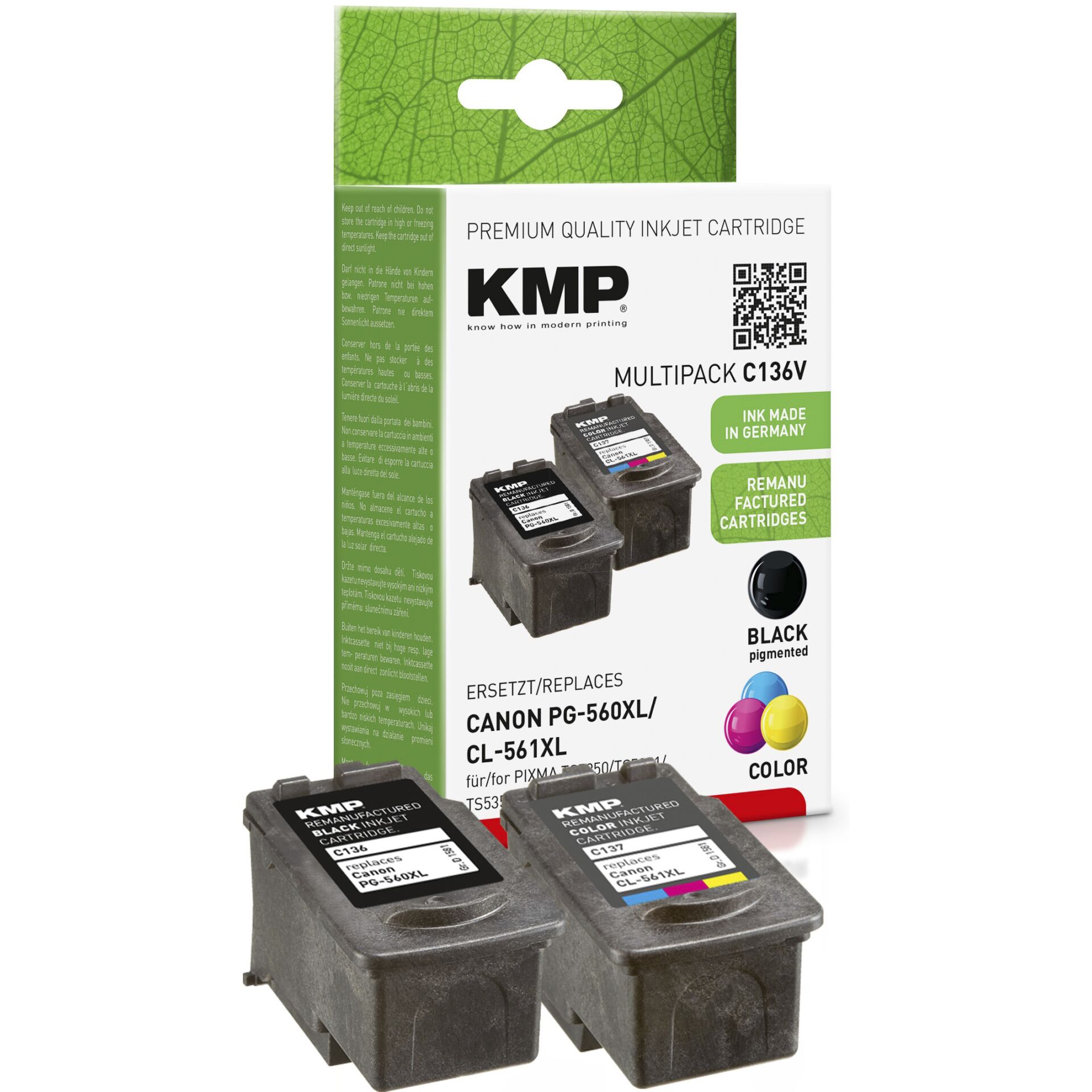 KMP C136V Vorteilspack kompatibel m. Canon PG560/CL561