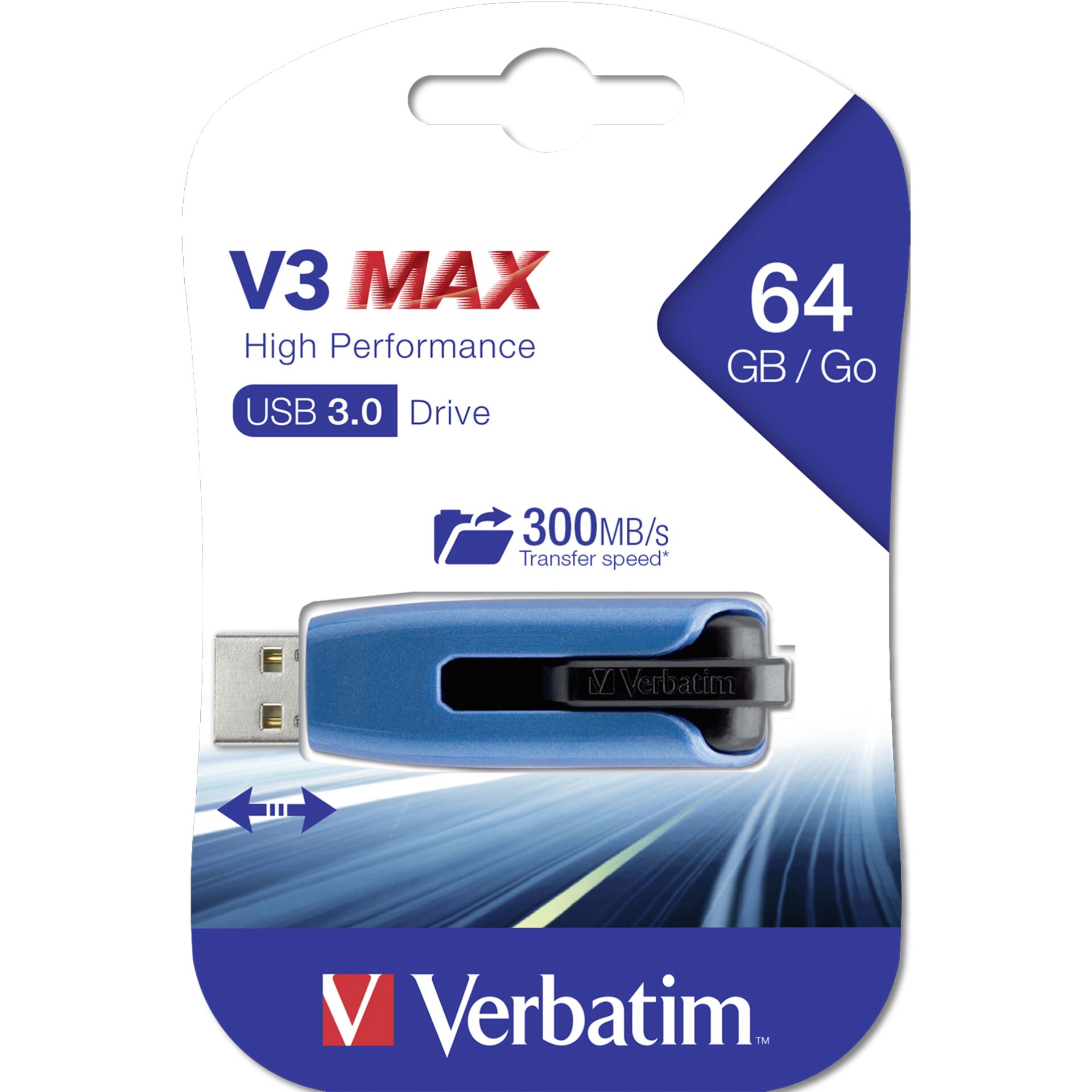 64 GB Verbatim Store  n  Go V3 Max, USB 3.0 Stick lesen: 175MB/s, schreiben: 80MB/s
