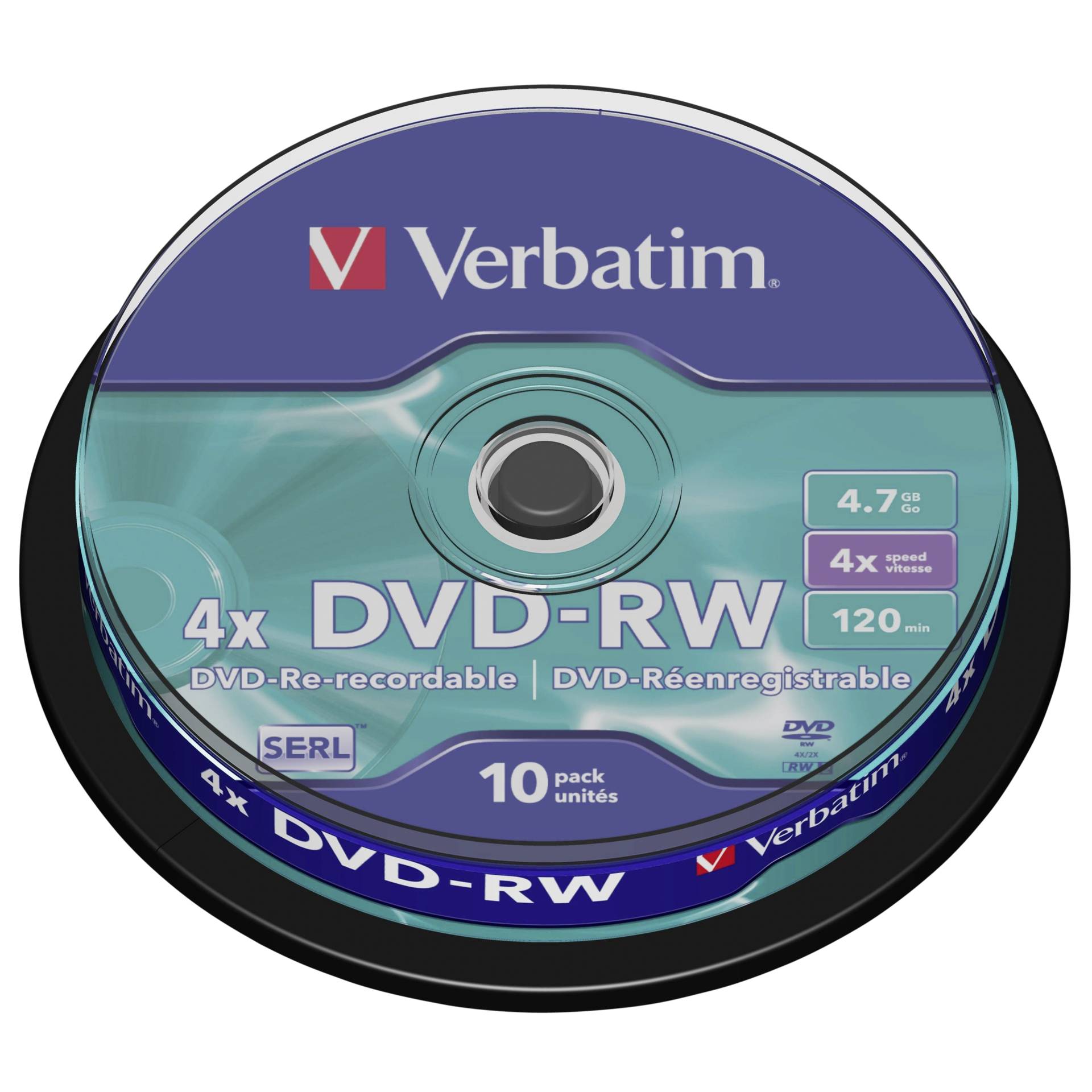 VERBATIM DVD-RW 4fach 10er Spindel 4.7GB DVD-Rohlinge 