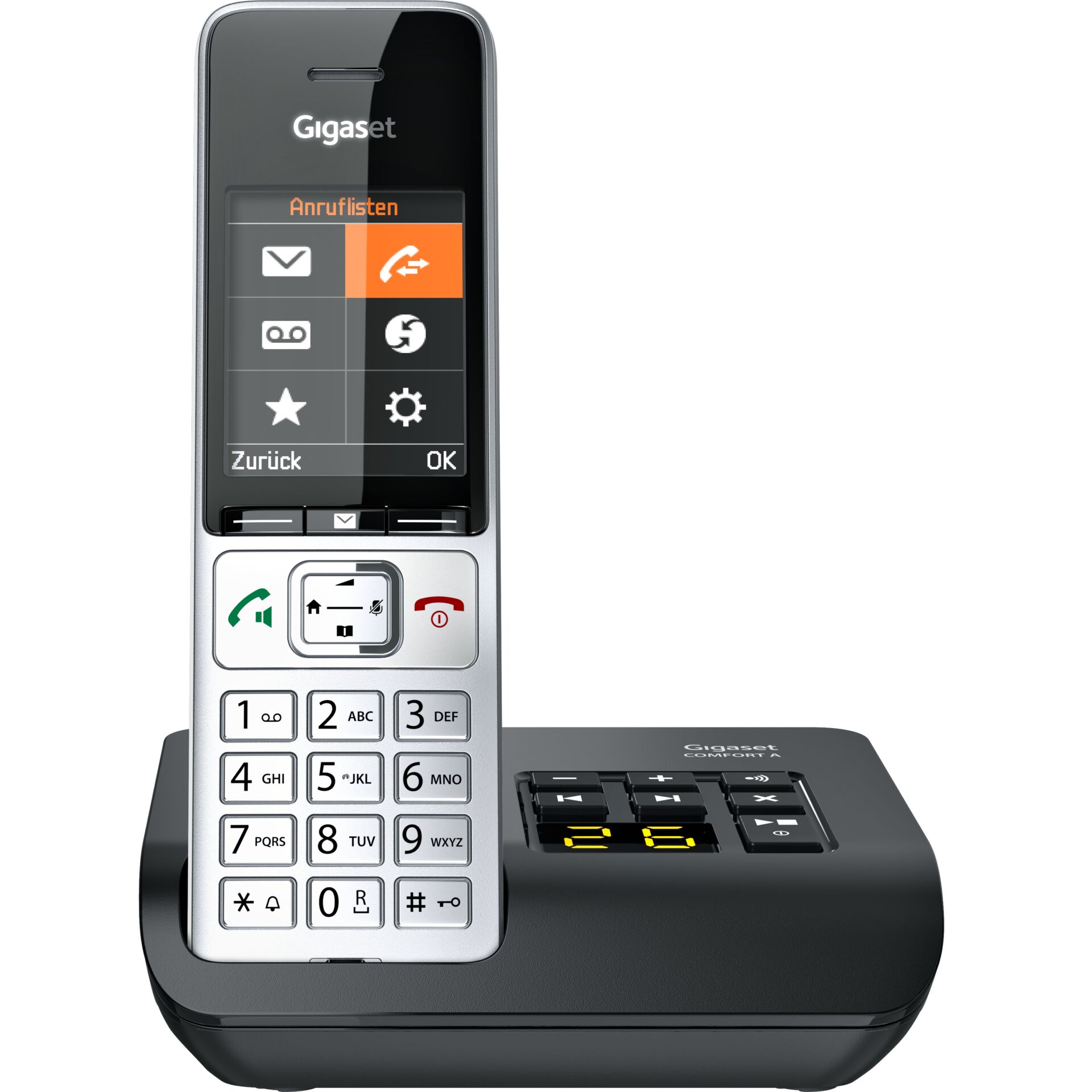 Gigaset Comfort 500A schwarz/silber, Analogtelefon (schnurlos) mit Anrufbeantworter