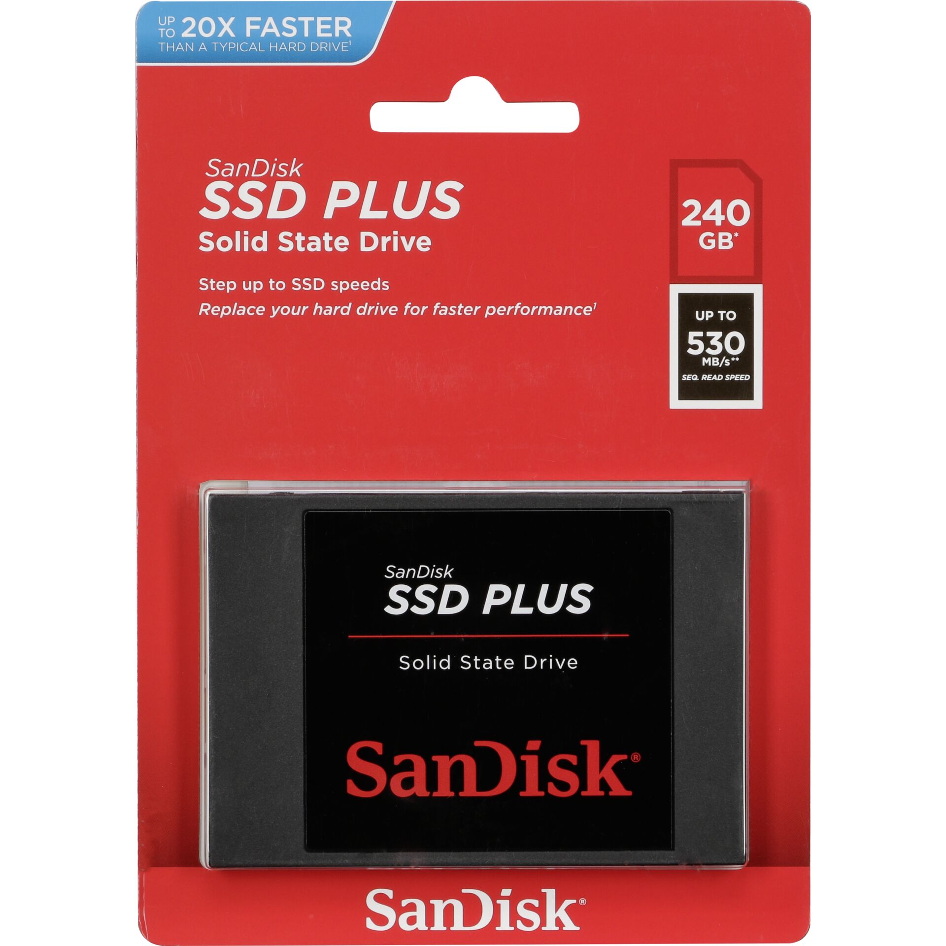 240 GB SSD SanDisk Plus 6,4cm / 2.5 Zoll SATA 6Gb/s lesen: 535MB/s, schreiben: 440MB/s