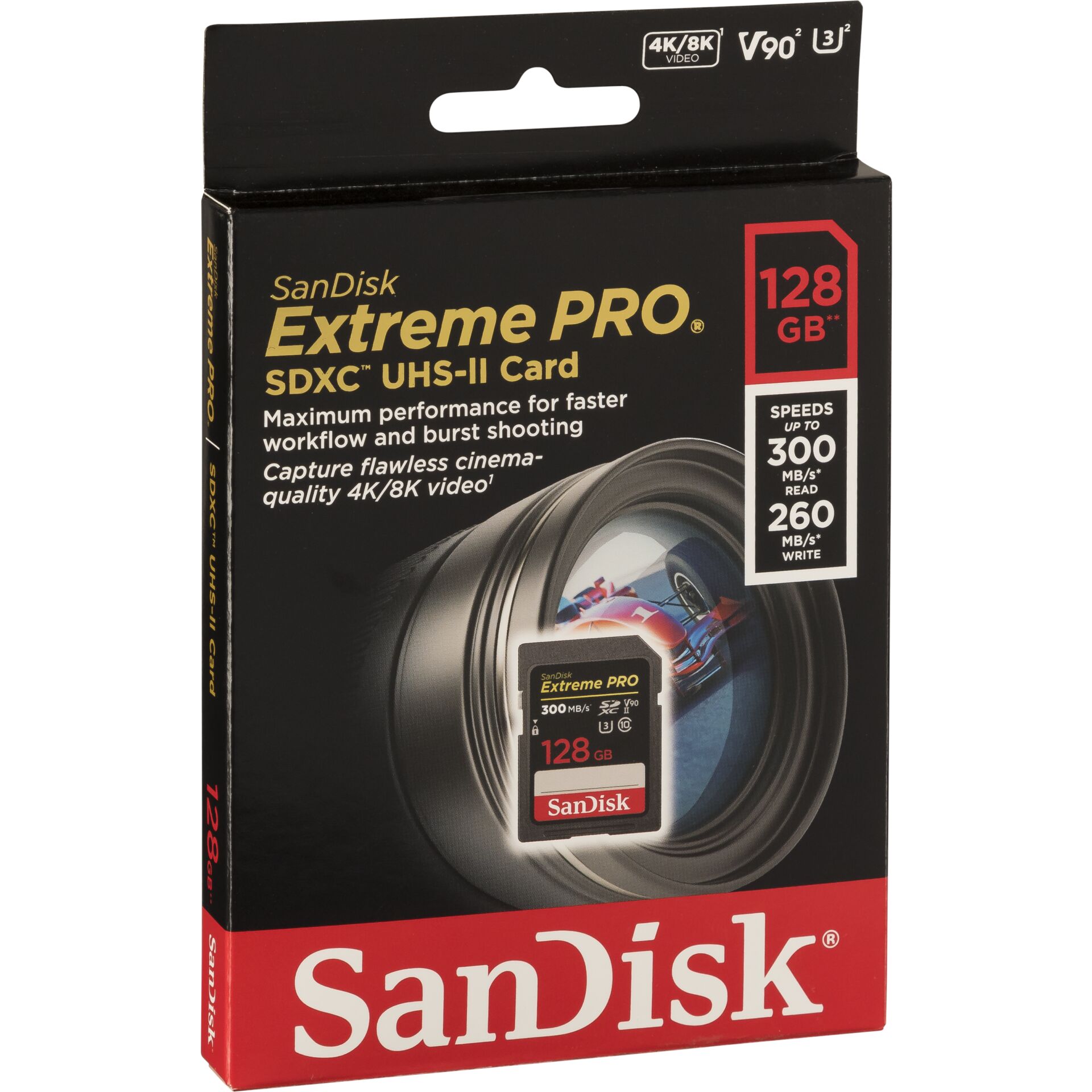 128 GB SanDisk Extreme PRO SDXC UHS-II U3 Speicherkarte, lesen: 300MB/s, schreiben: 260MB/s