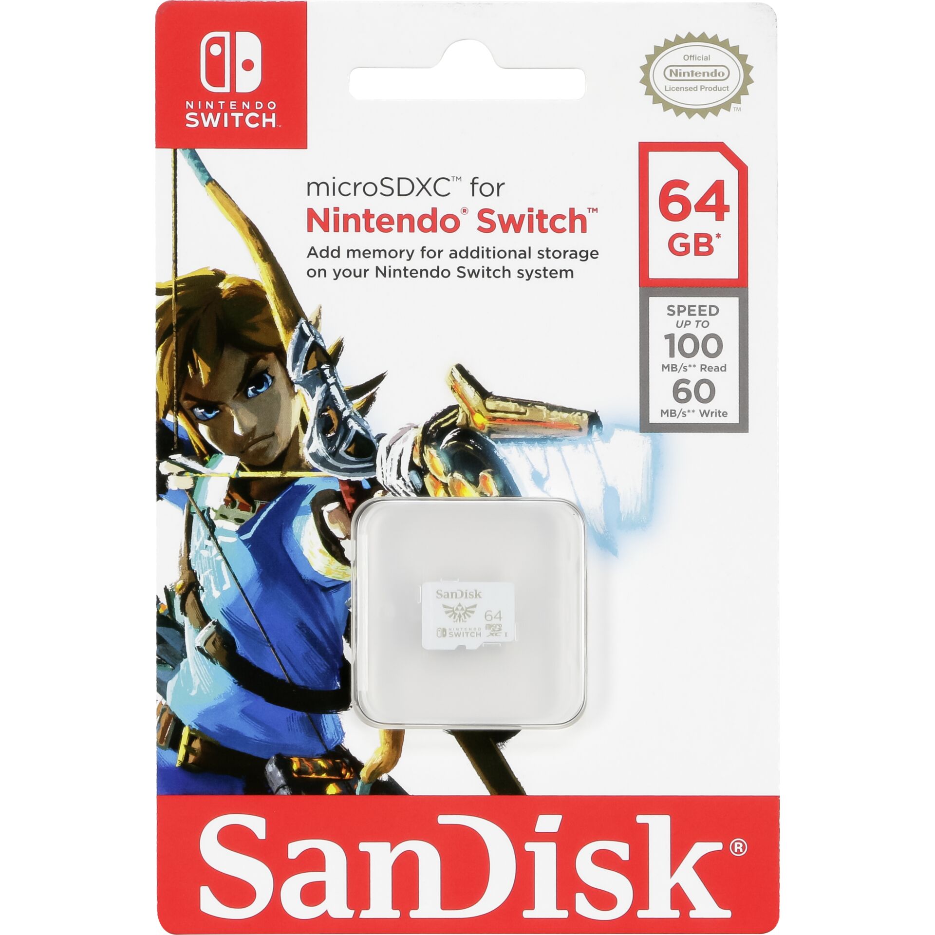 64GB SanDisk Nintendo Switch R100/W60 microSDXC V2, UHS-I U3, Class 10