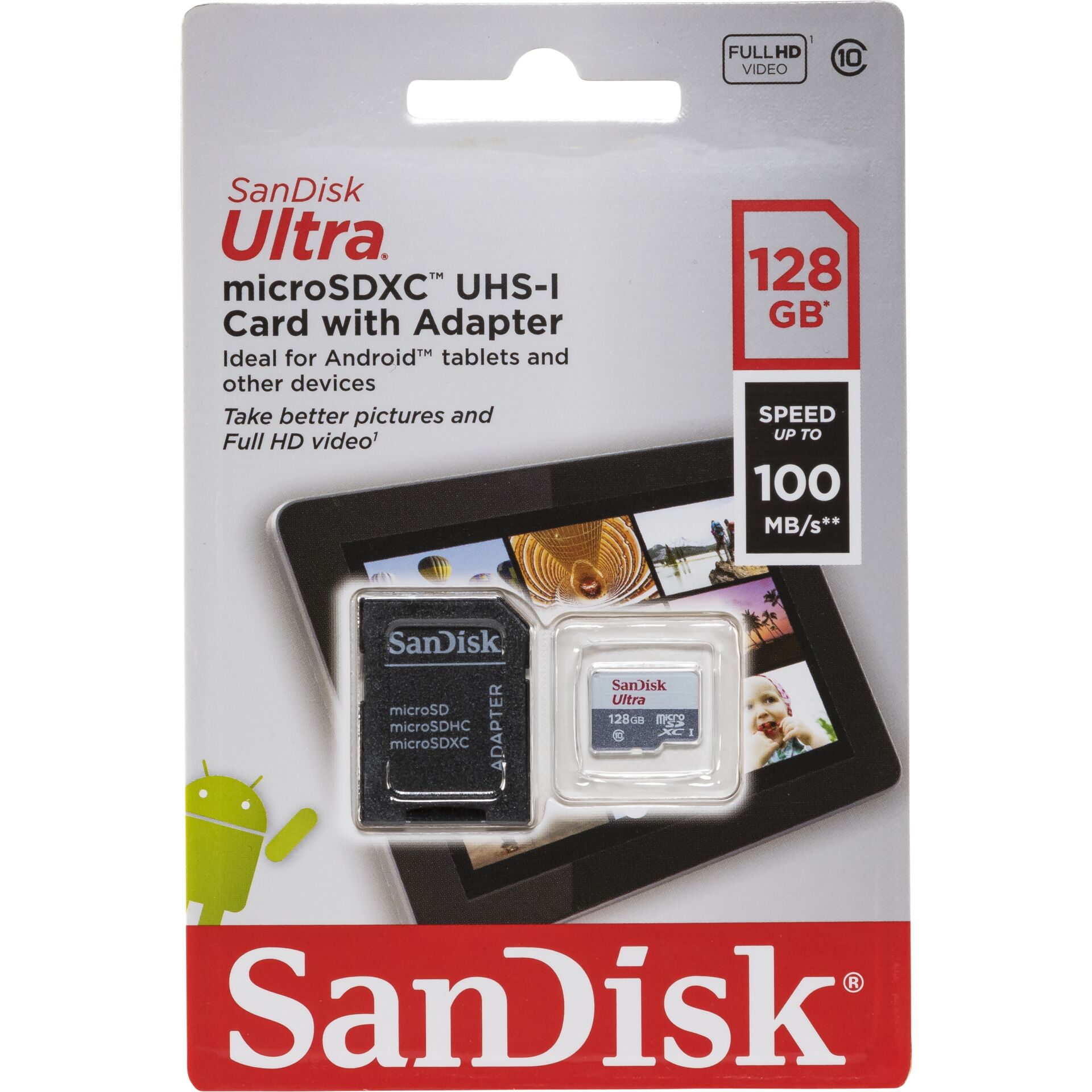 128 GB SanDisk Ultra microSDXC Kit Speicherkarte, lesen: 100MB/s