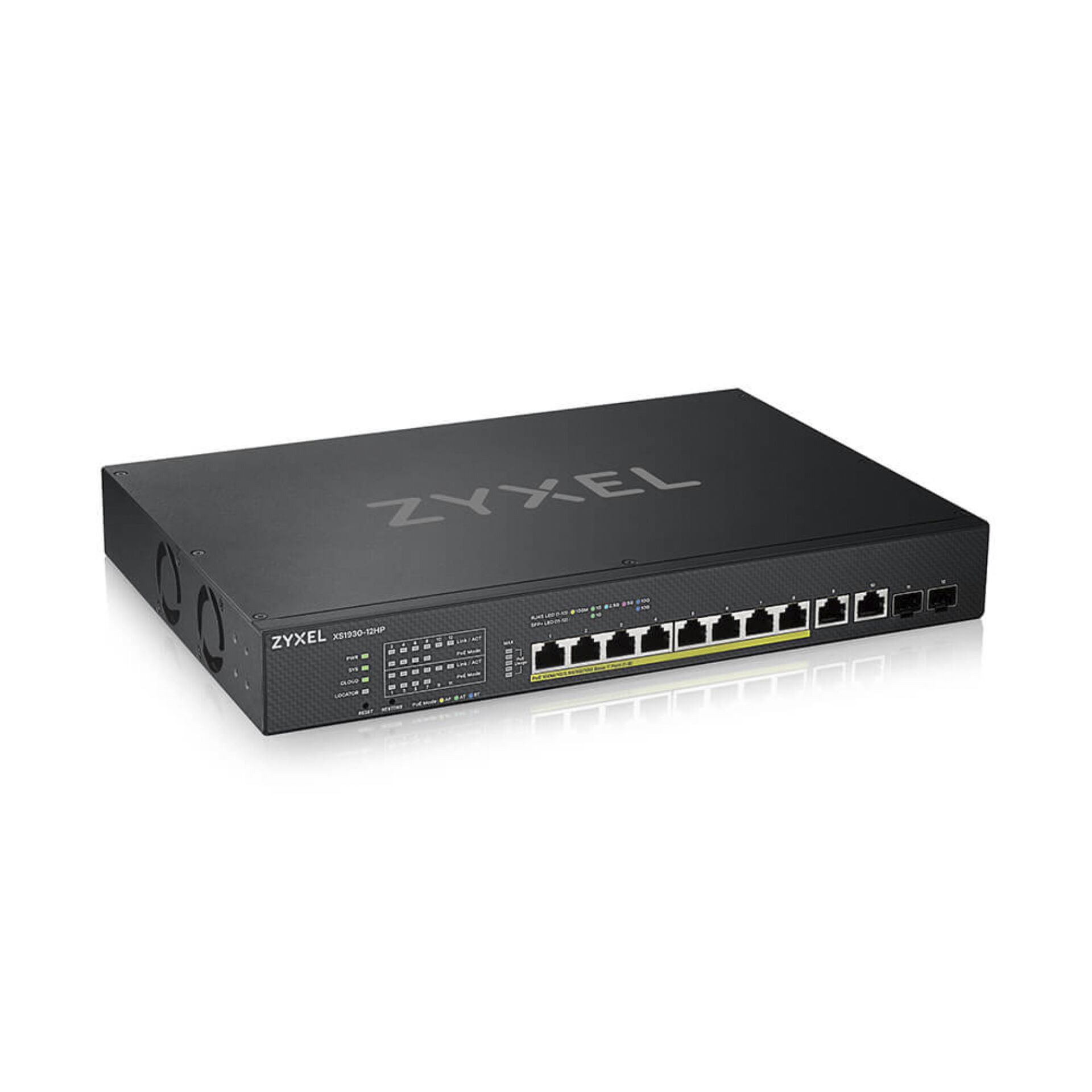 ZyXEL XS1930 Desktop 10G Smart Gigabit Switch, 10x RJ-45, 2x SFP+, 375W PoE++, Backplane: 240Gb/s, Metallgehäus