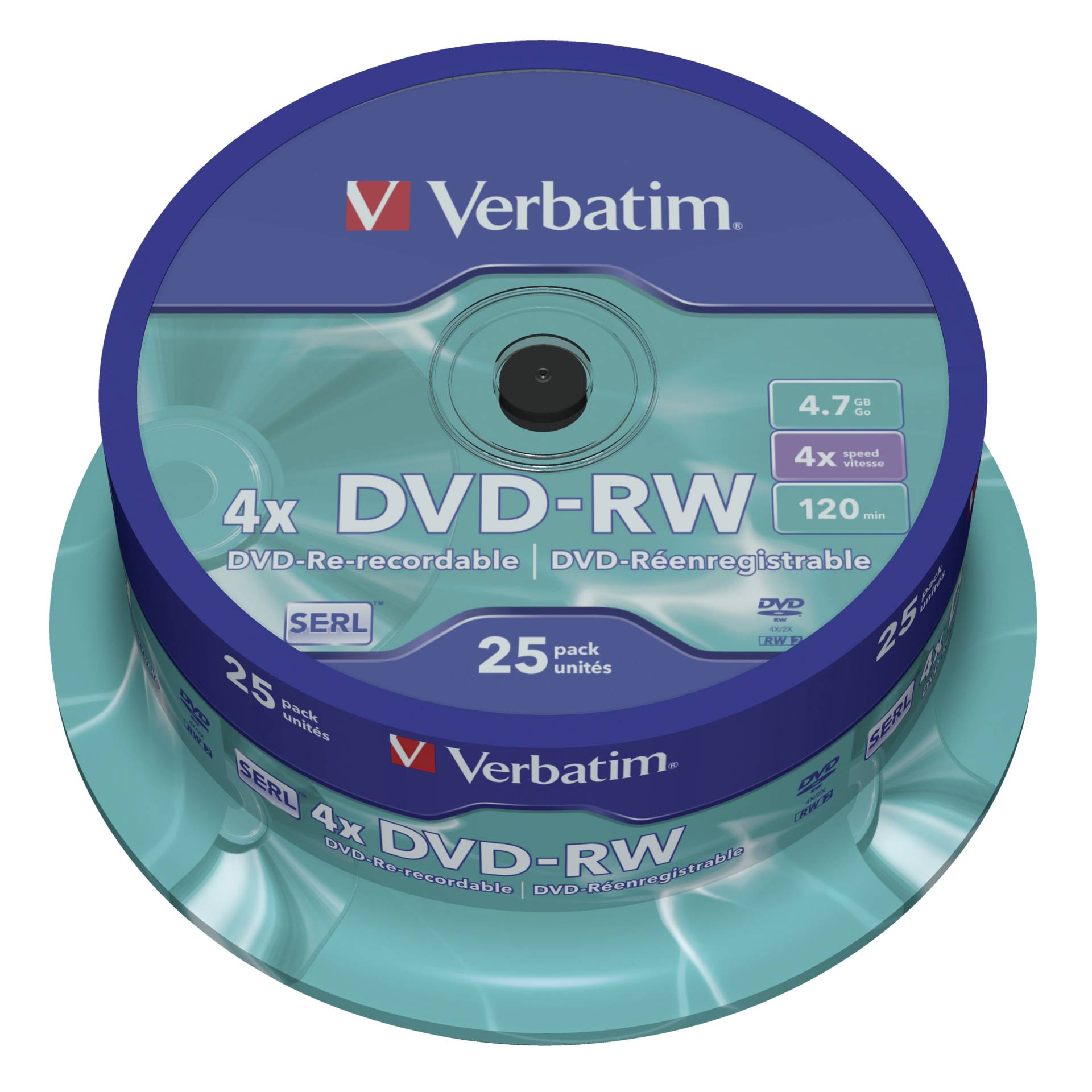 Verbatim DVD+RW 4x 25er Spindel 4.7GB Rohlinge 