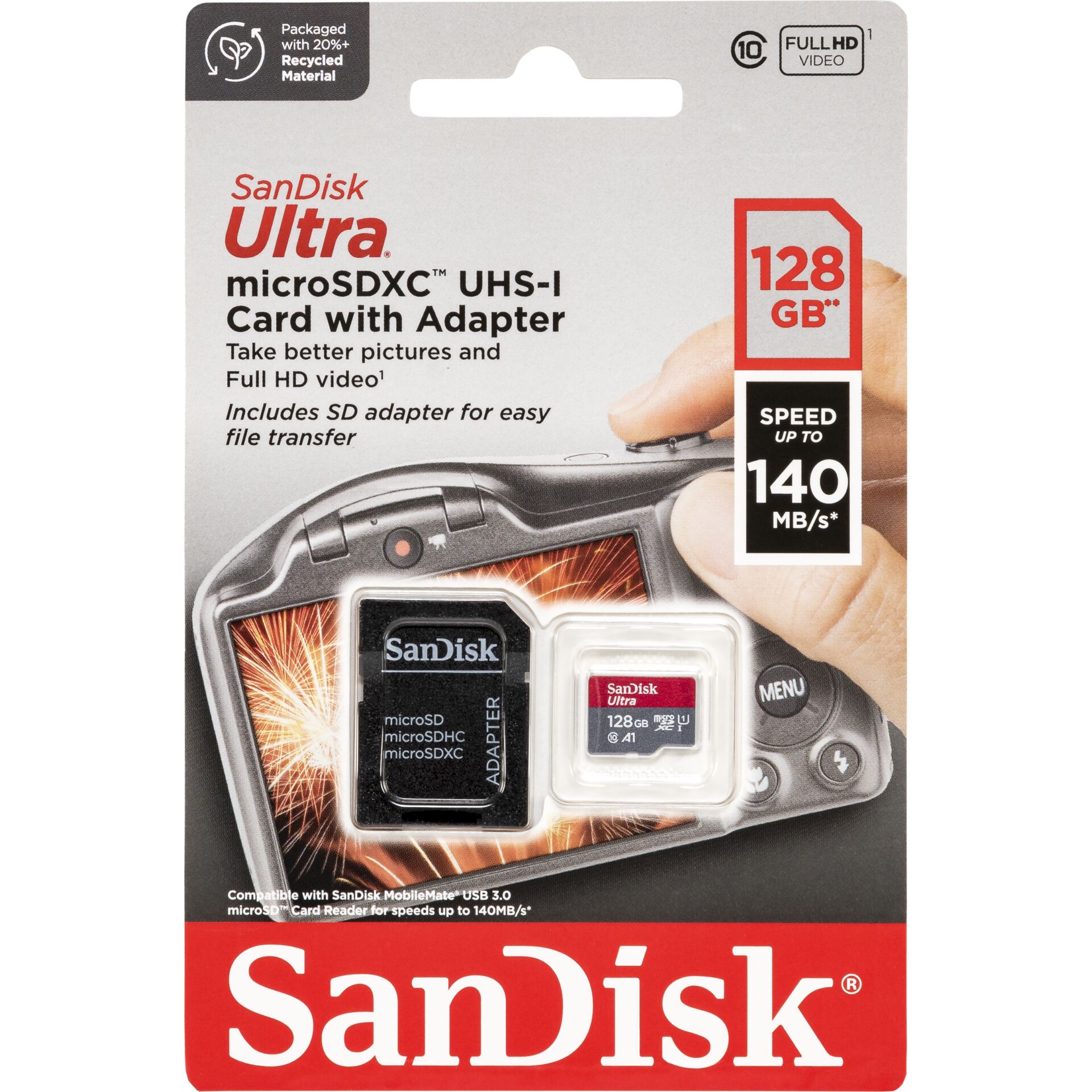 SanDisk Ultra microSDHC    128GB 140MB/s.Adapt.SDSQUAB-128G-GN6IA