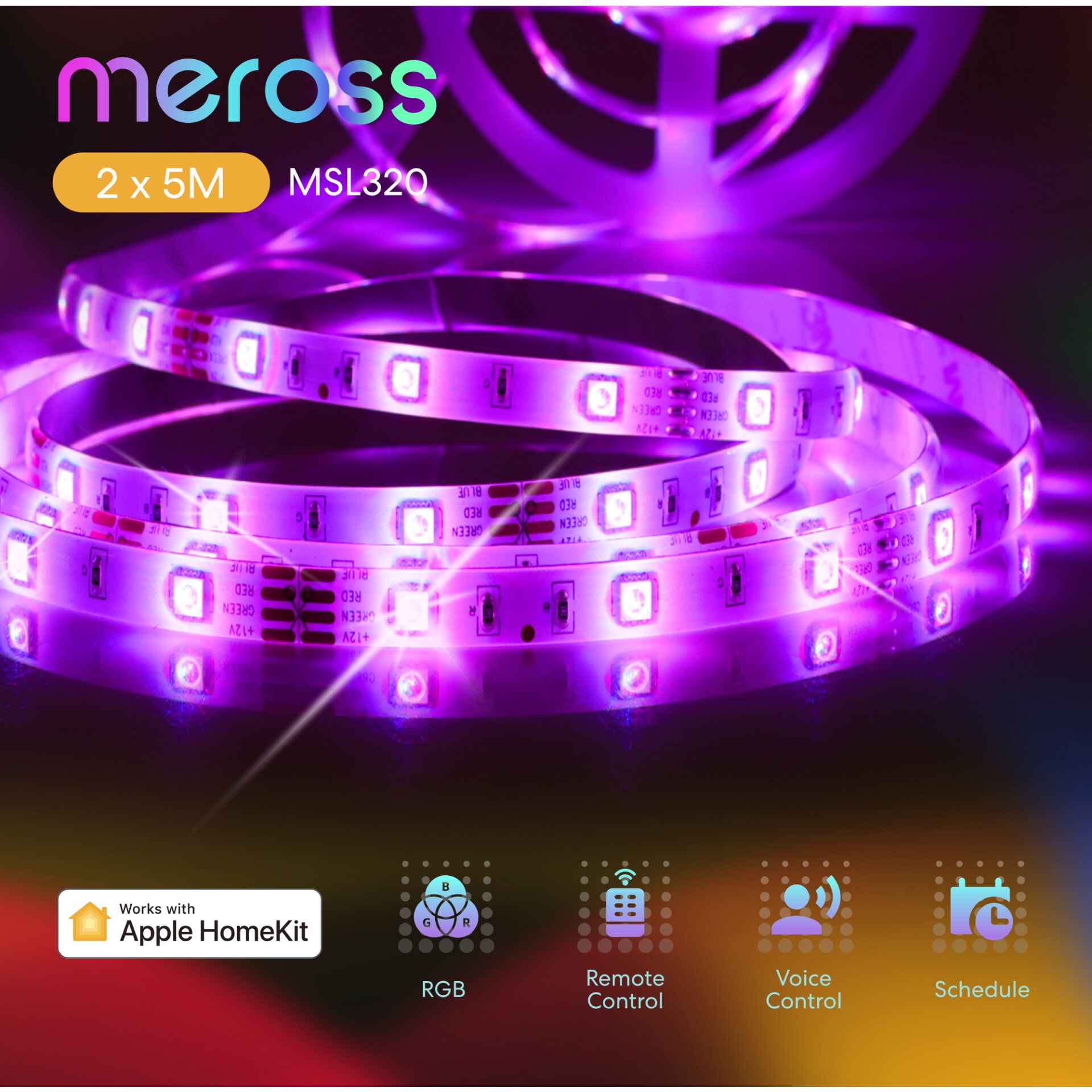 Meross MSL320 LED Strip Universalstreifenleuchte Drinnen 5 mm