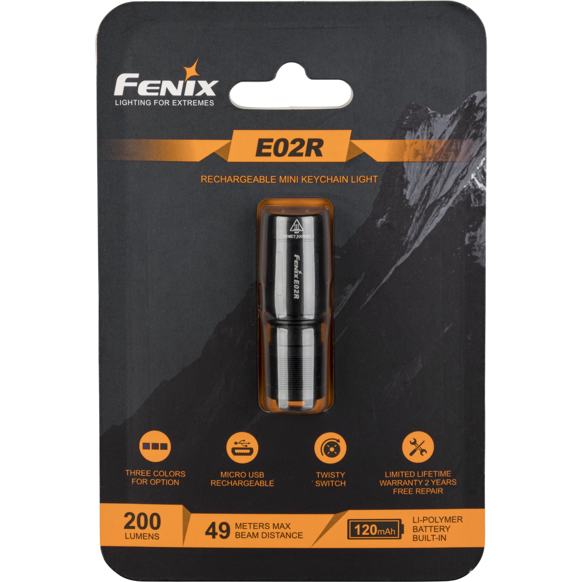 Fenix E02R Taschenlampe Schwarz LED
