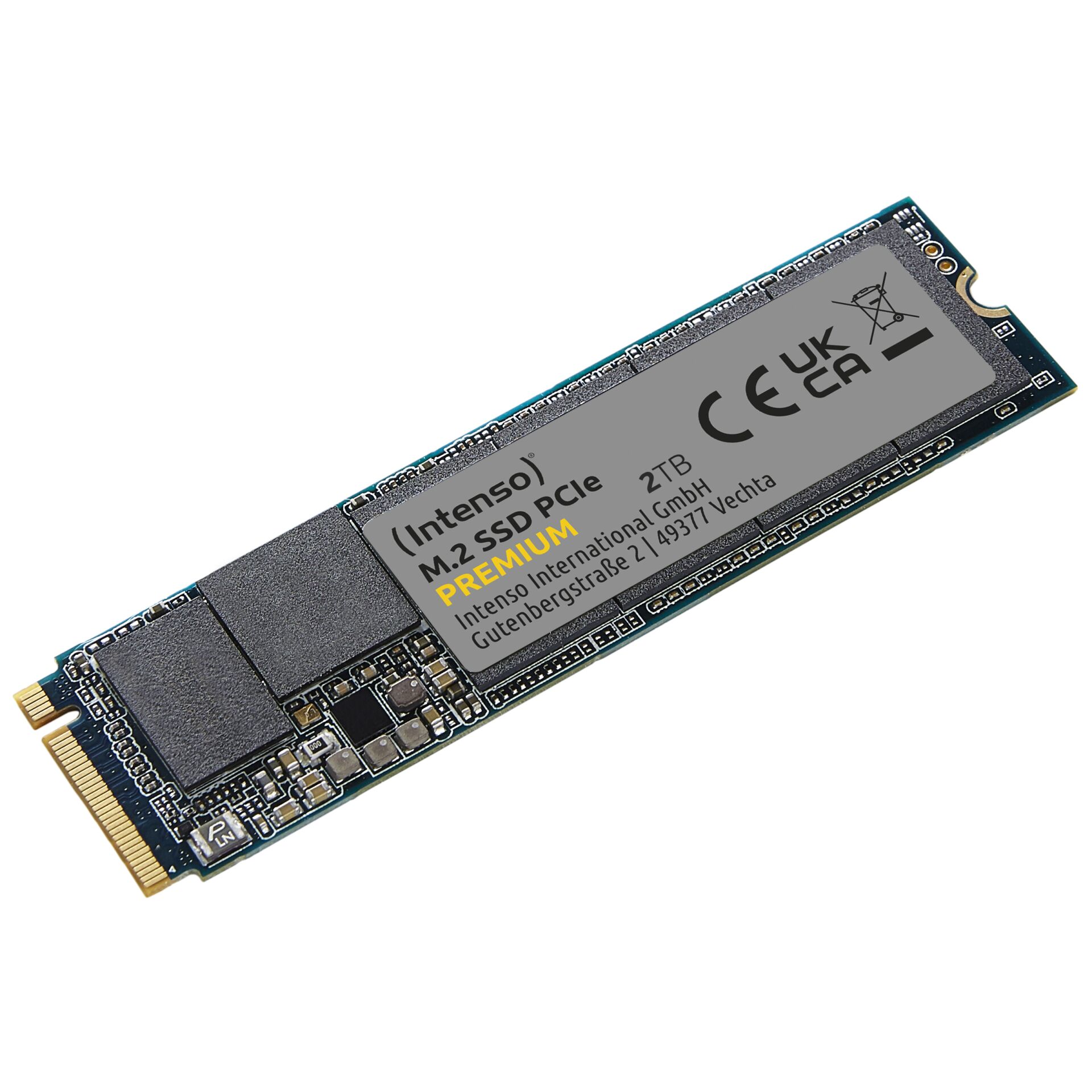 2.0 TB SSD Intenso PCIe PREMIUM SSD, M.2/M-Key (PCIe 3.0 x4), lesen: 2100MB/s, schreiben: 1700MB/s, TBW: 1.2PB