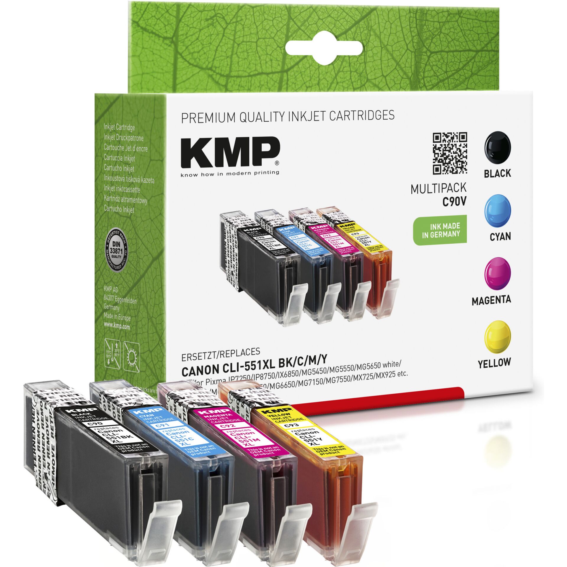 KMP kompatibel zu Canon CLI-551XL Multipack schwarz/farbig 