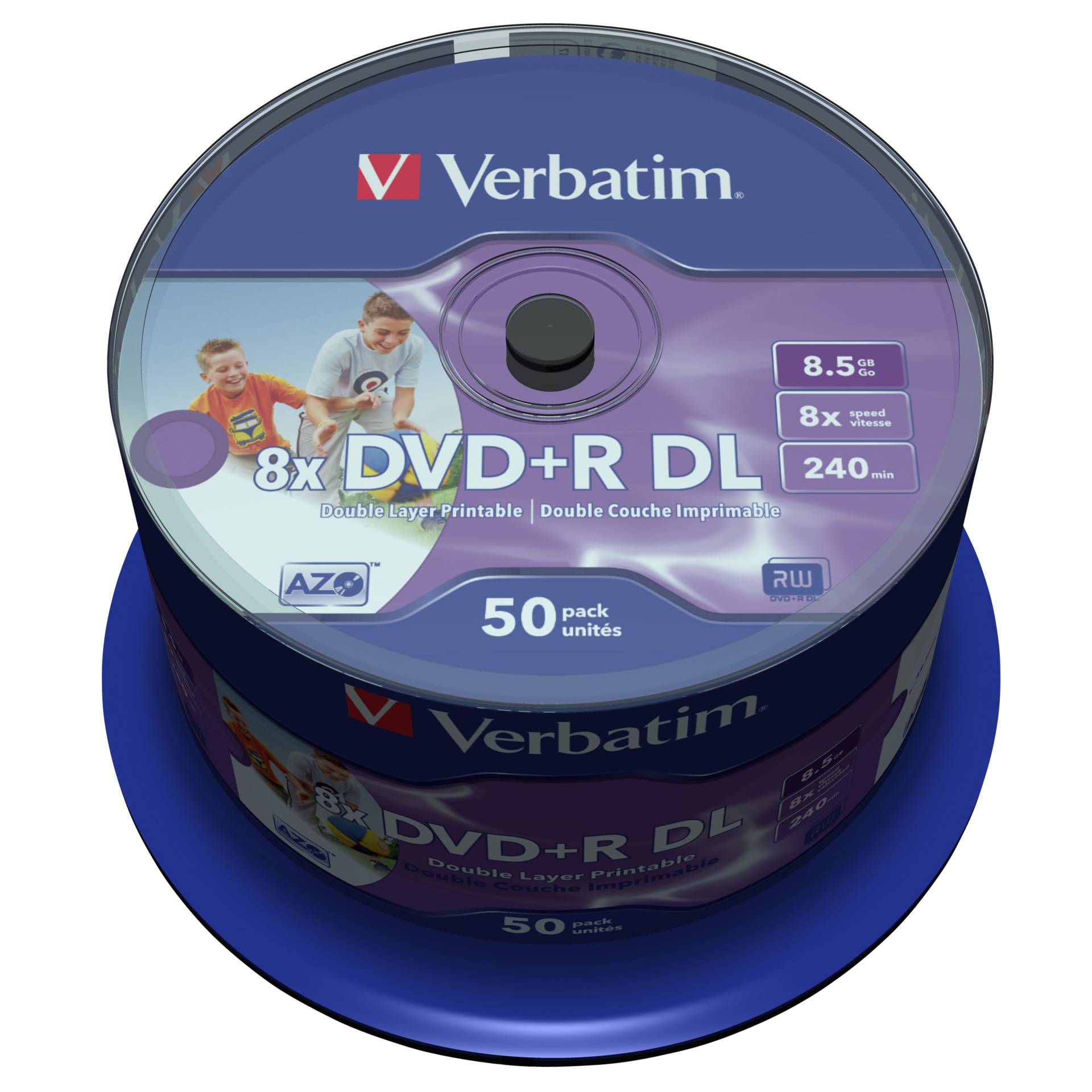 Verbatim DVD+R 8.5GB DL 8x, 50er Spindel Wide Inkjet printable