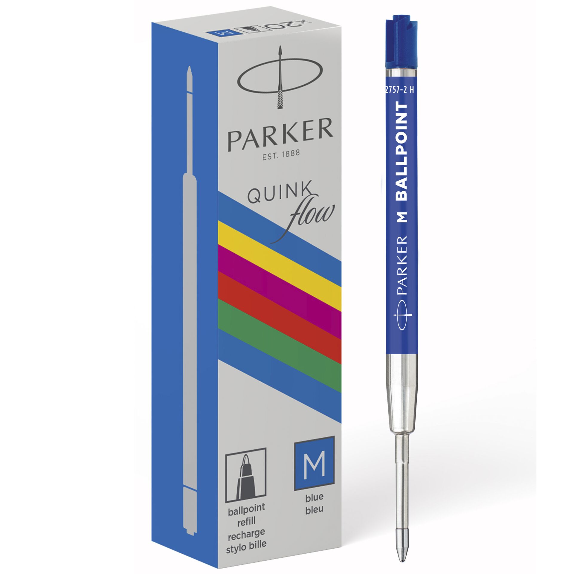 1x20 Parker Quinkflow Basic Kugelschreiber Mine M blau
