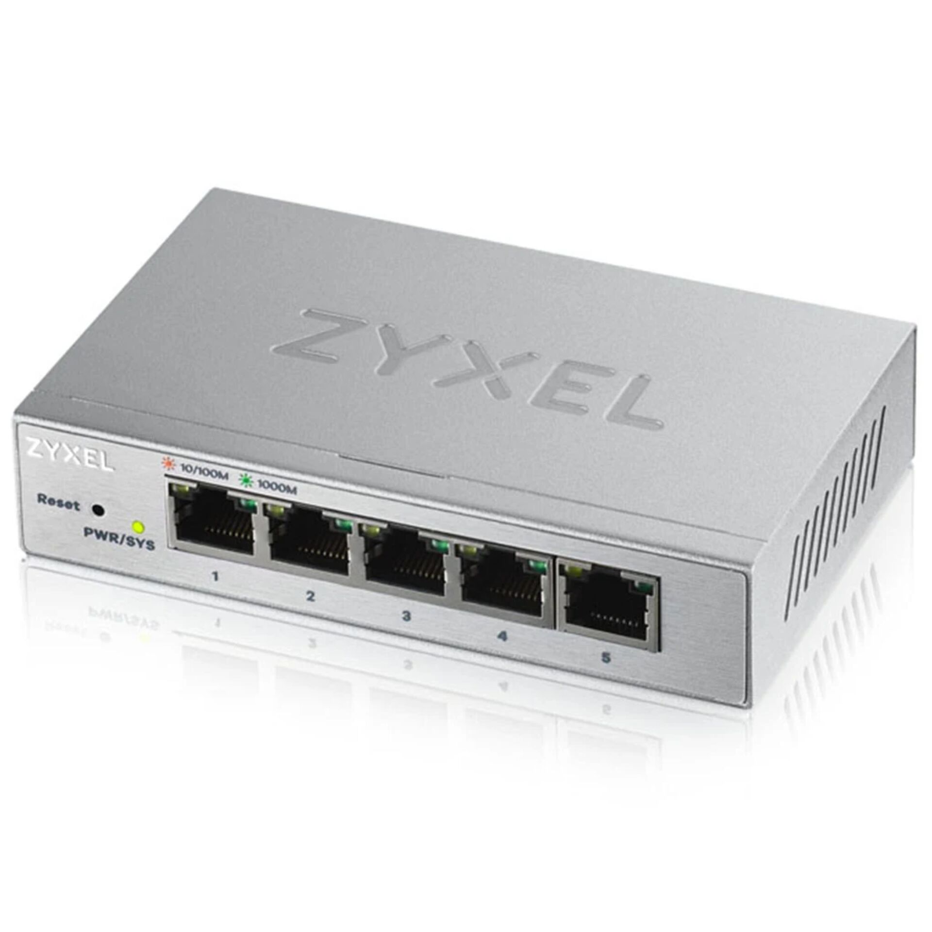 ZyXEL GS1200 Desktop Gigabit Smart Switch, 5x RJ-45, Backplane: 10Gb/s, lüfterlos, Metallgehäuse