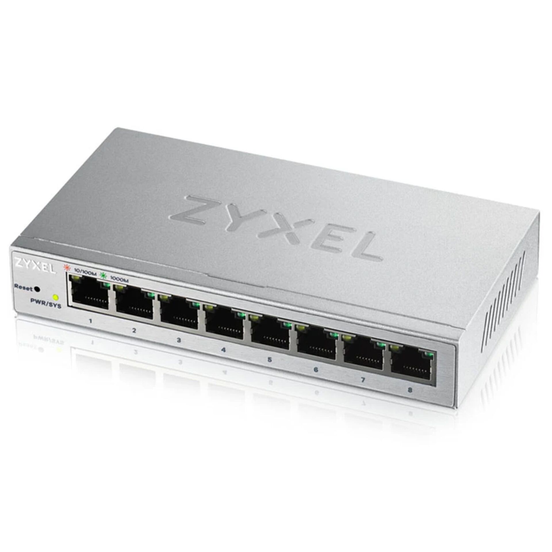ZyXEL GS1200 Desktop Gigabit Smart Switch, 8x RJ-45, Backplane: 16Gb/s, lüfterlos, Metallgehäuse