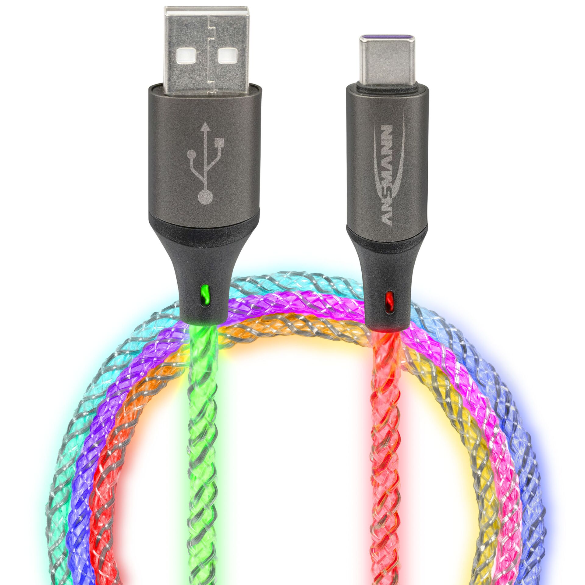 Ansmann USB-A / USB-C Kabel mit LED Beleuchtung 100cm  1700-0158