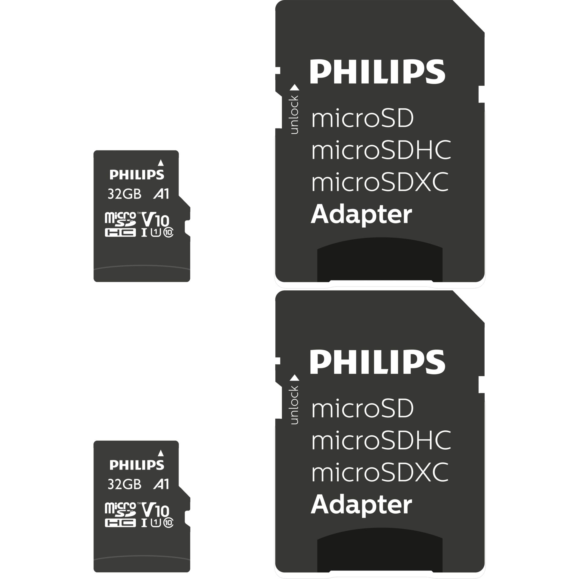 32 GB Philips microSDHC  Kit Speicherkarte, lesen: 80MB/s, schreiben: 20MB/s
