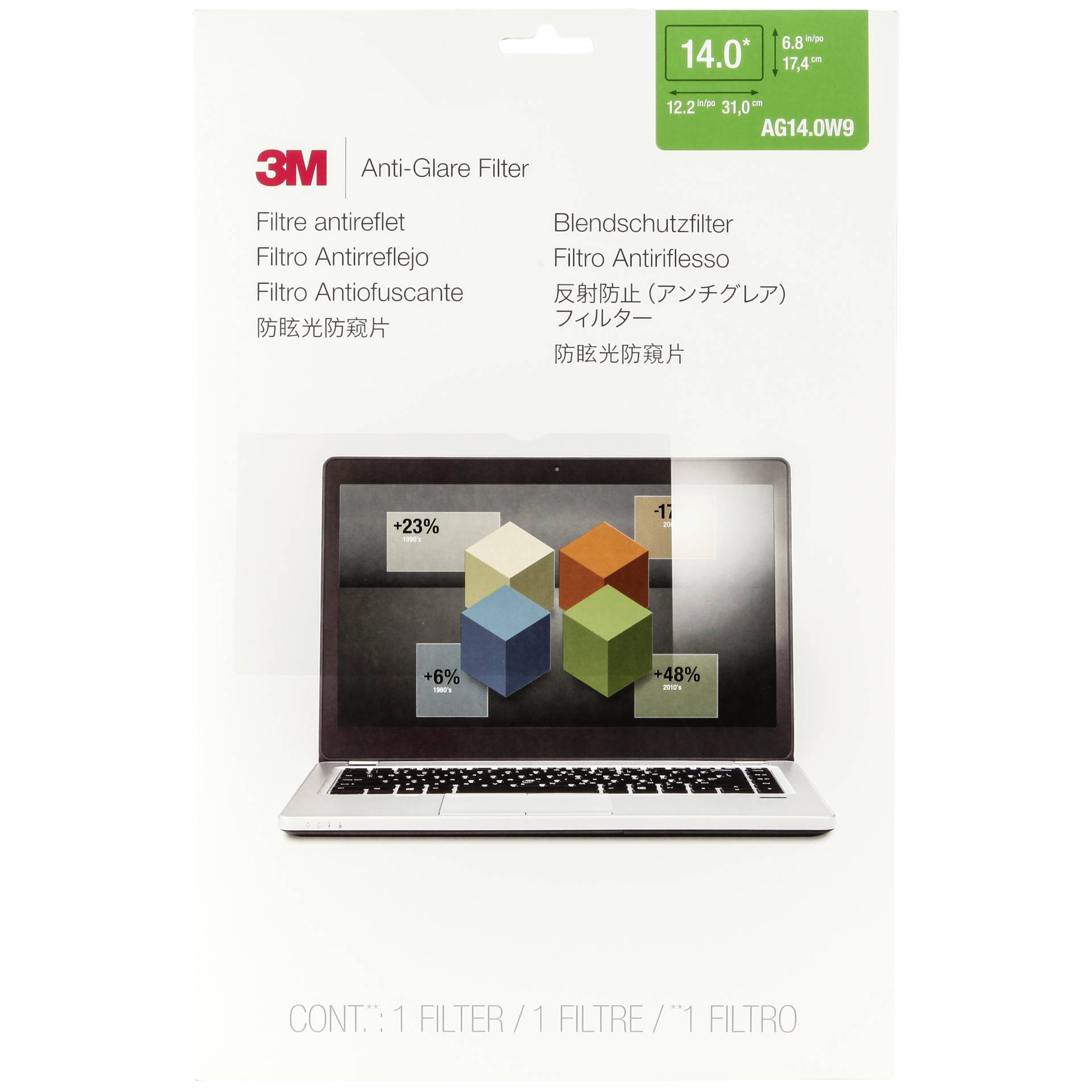 3M AG140W9 Blendschutzfilter für Widescreen Laptops 14