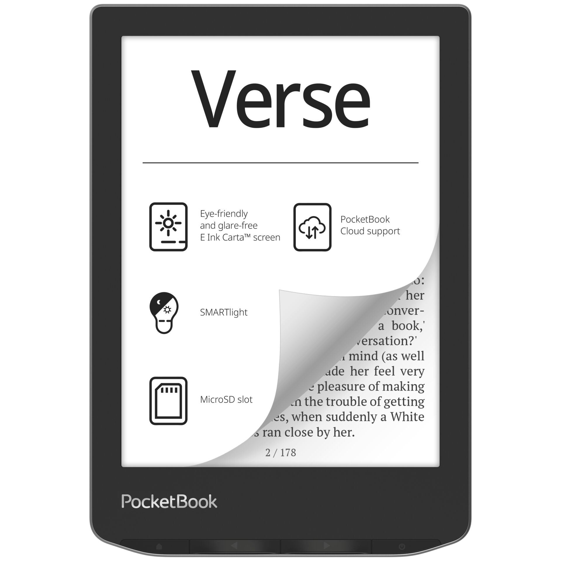PocketBook Verse, Mist Grey, eBook Reader 