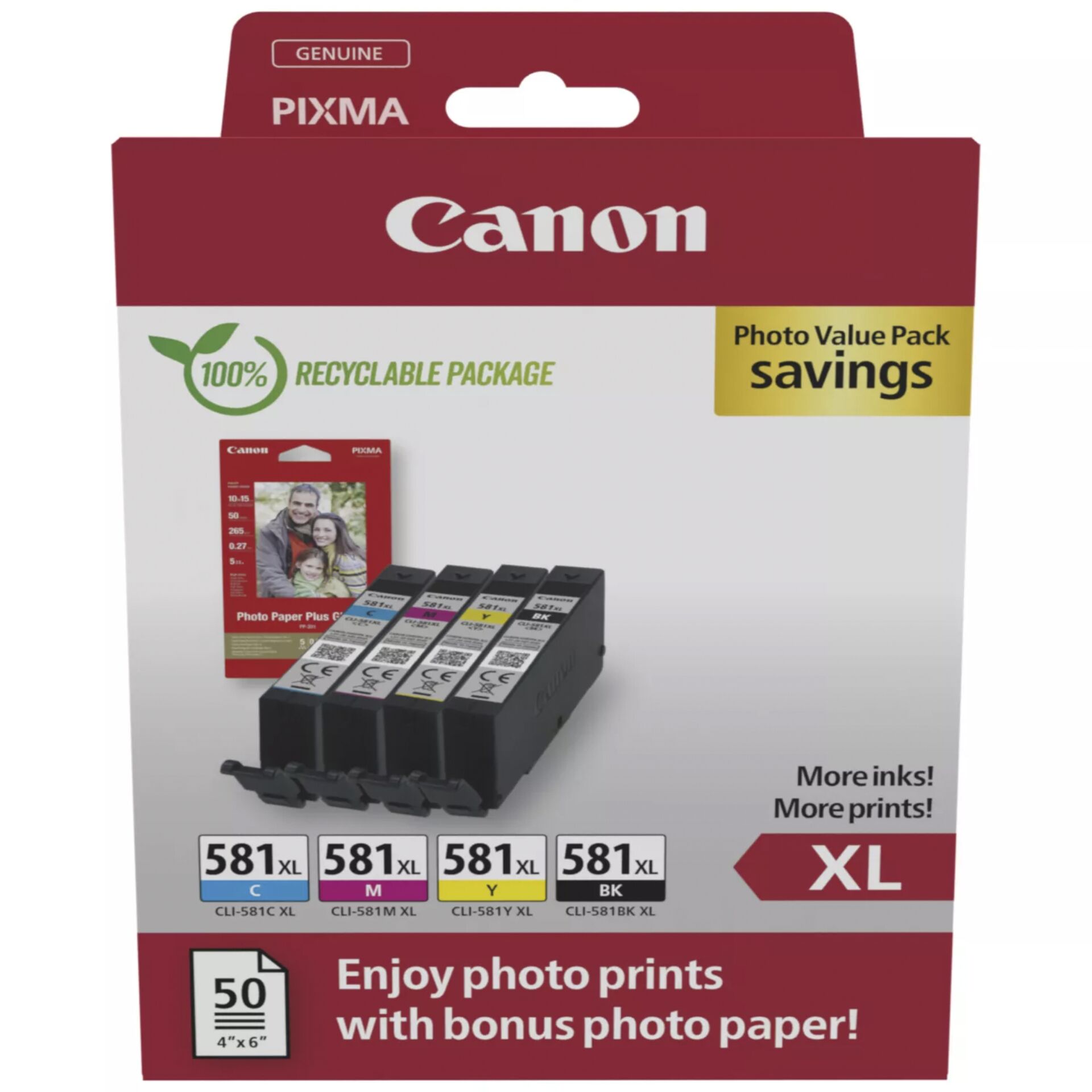 Canon CLI-581XL BK/C/M/Y Photo Value Pack