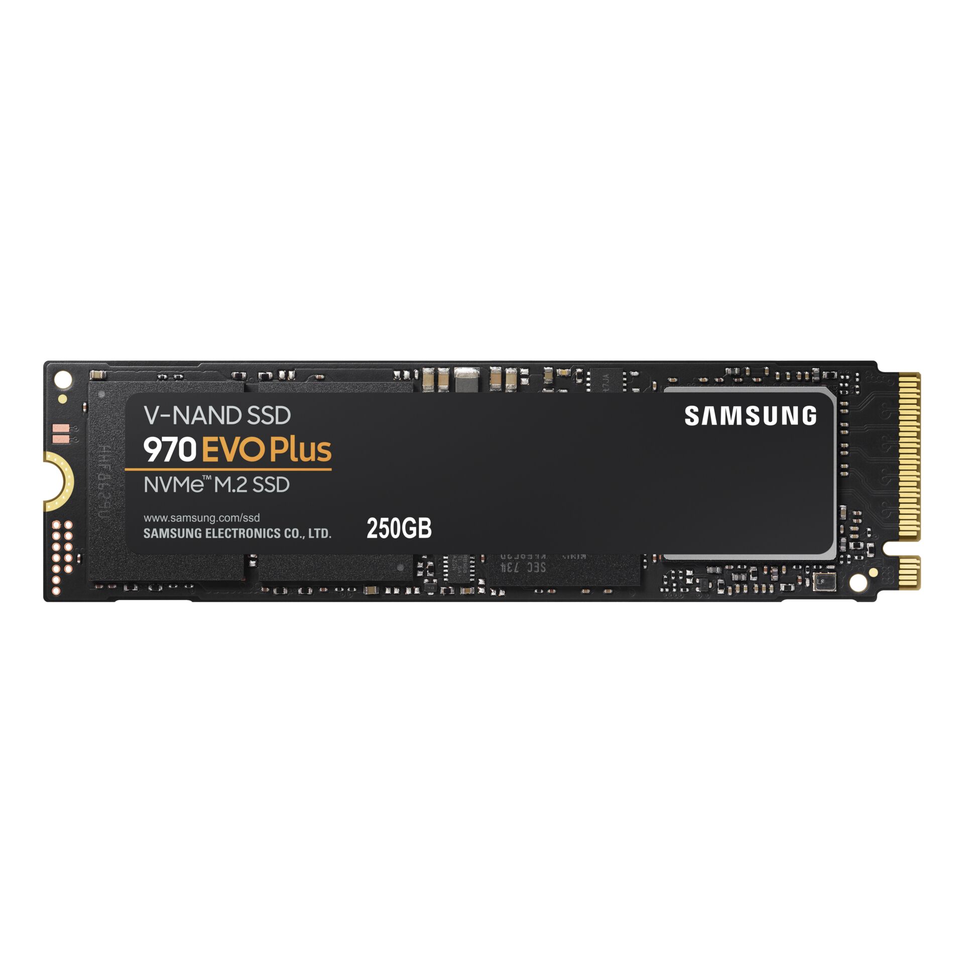 250 GB SSD Samsung 970 EVO Plus, PCIe 3.0 x4 M.2 2280 lesen: 3500MB/s, schreiben: 2300MB/s, TBW: 150TB