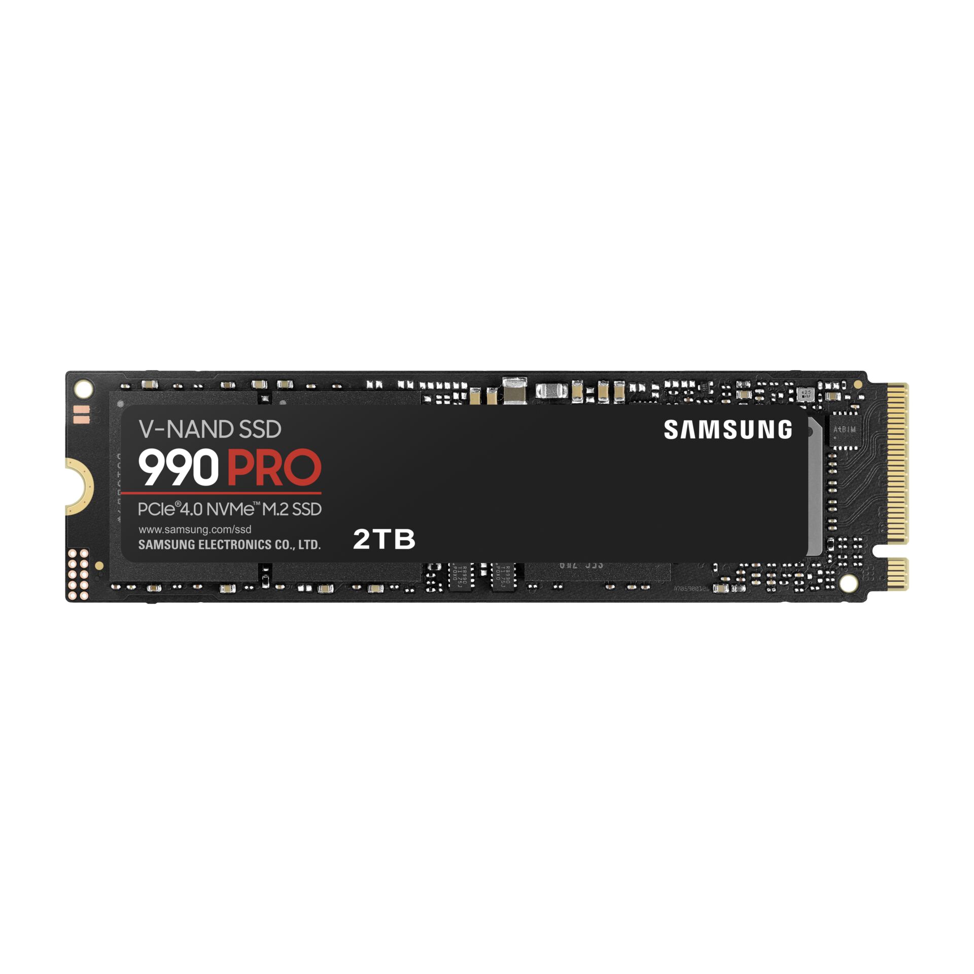 2.0 TB SSD Samsung 990 PRO, M.2/M-Key (PCIe 4.0 x4), lesen: 7450MB/s, schreiben: 6900MB/s SLC-Cached, TBW: 1.2PB