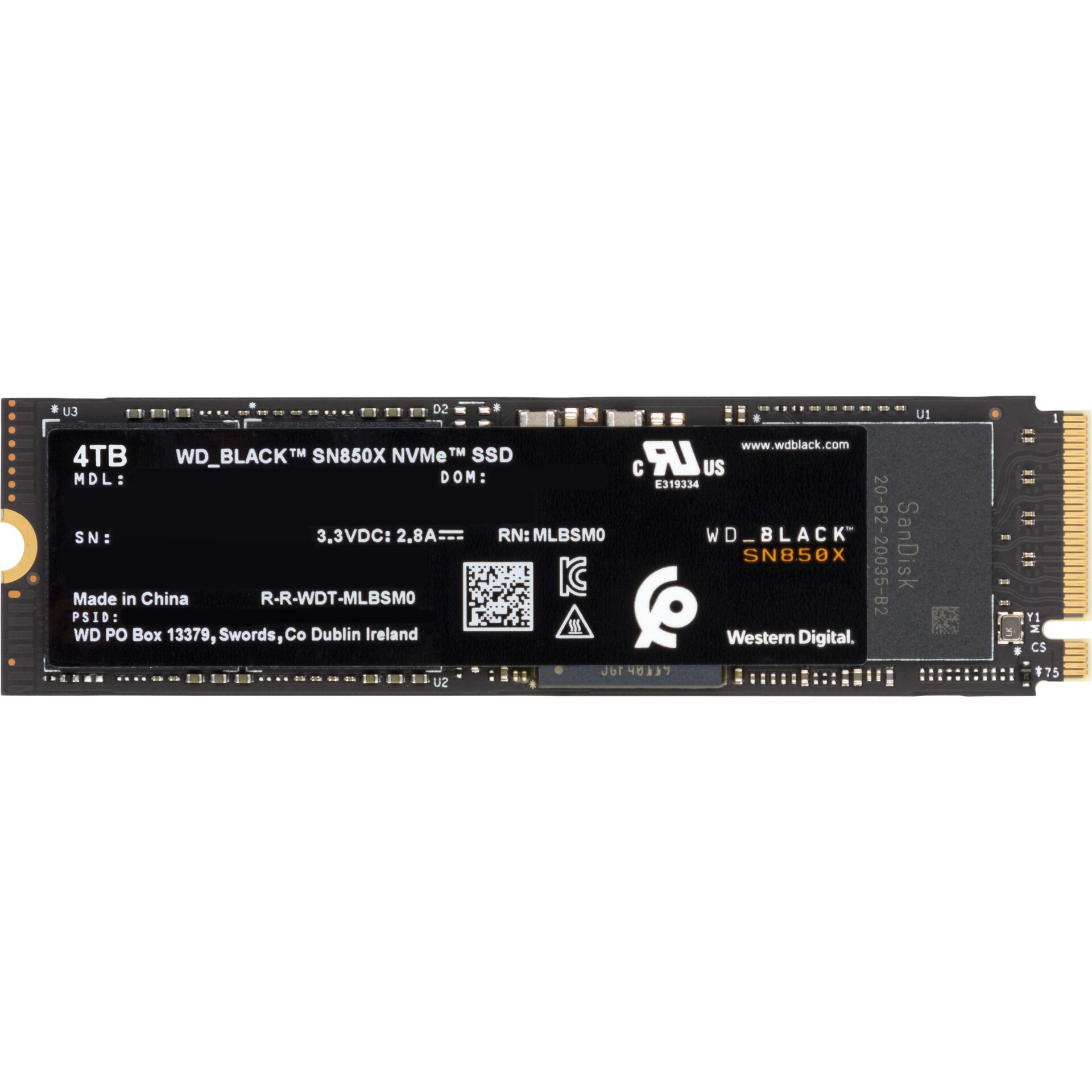4.0 TB SSD Western Digital WD_BLACK SN850X NVMe SSD, lesen: 7300MB/s, schreiben: 6600MB/s SLC-Cached, TBW: 2.4PB