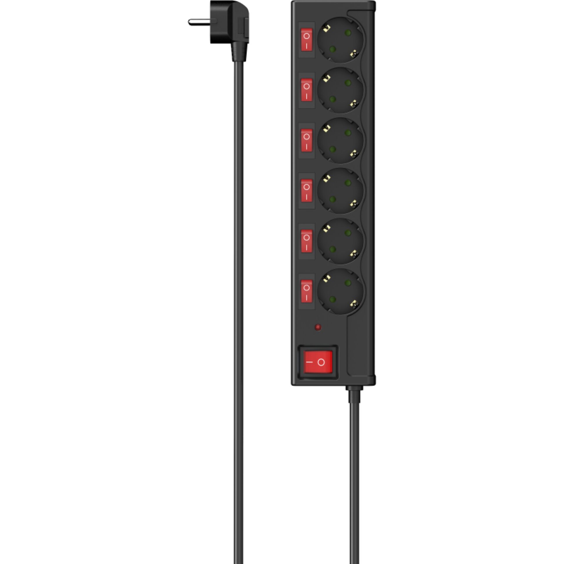 6er Hama Steckdosenleiste mit Schalter, Überspannungsschutz, einzeln schaltbar, 1.4m, schwarz