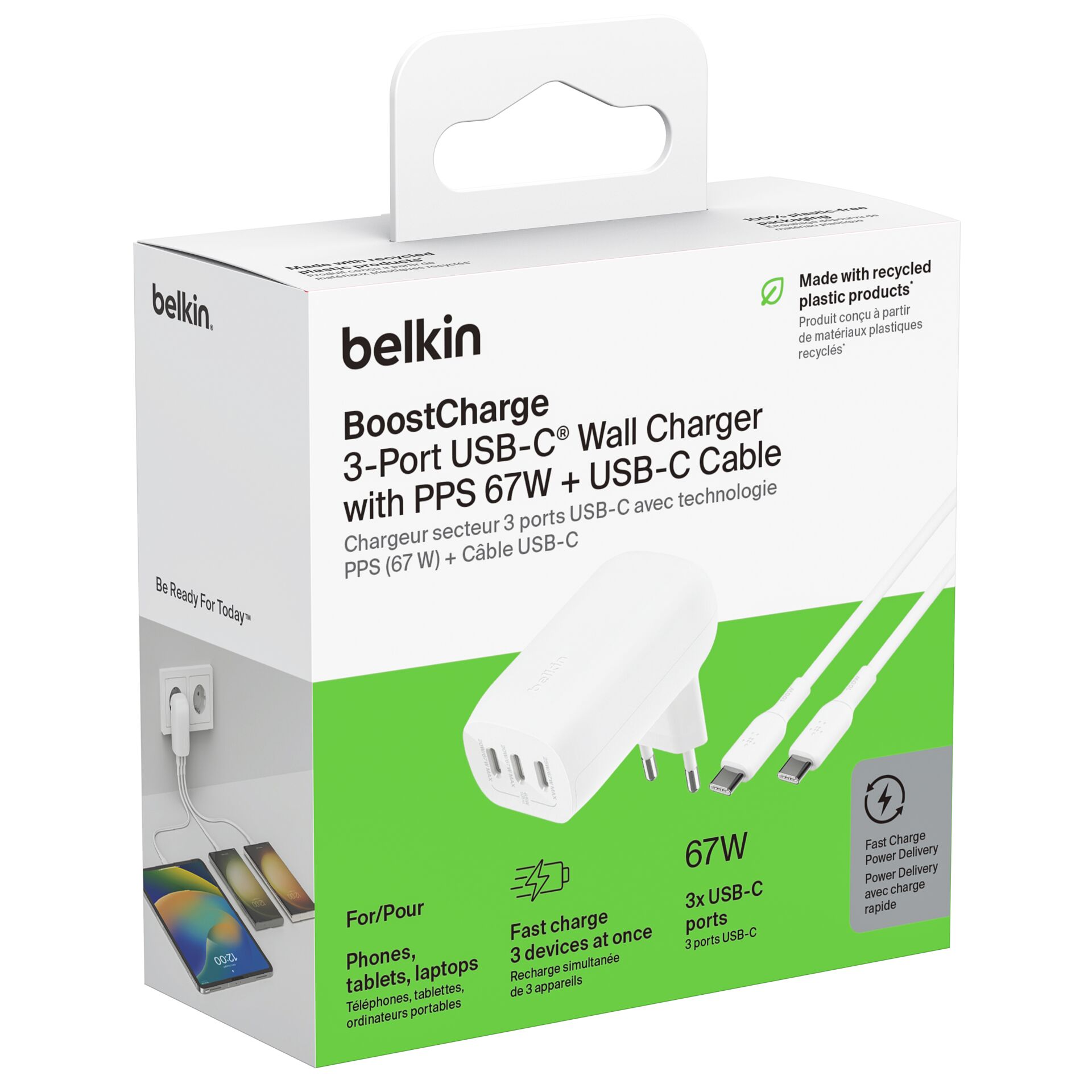 Belkin BOOST Charge USB-C 67W 3xUSB-C + Kabel  WCC002vf2MWH-B6