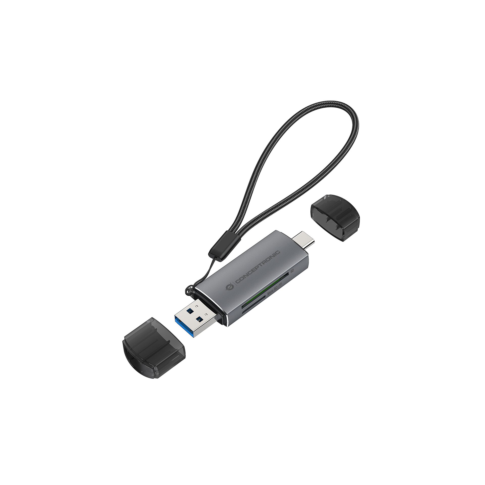 Conceptronic BIAN05G 2-in-1 Dual Plug Kartenleser USB 3.0, SD/MicroSD 3.0, UHS-I