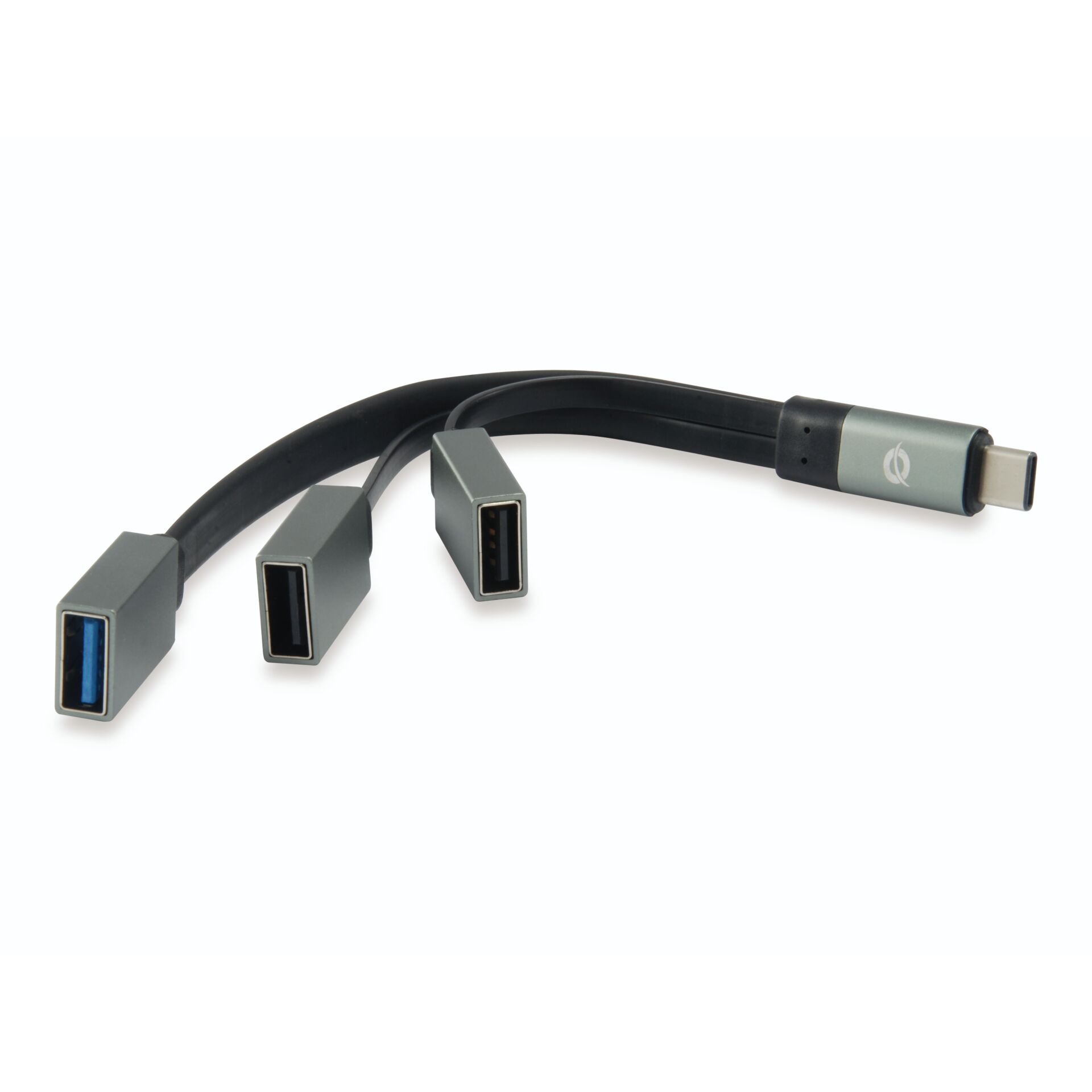 Conceptronic HUBBIES USB 3.1 Type-C zu 1-Port USB 3.0 2-Port-USB-2.0-Kabel-Hub, grau